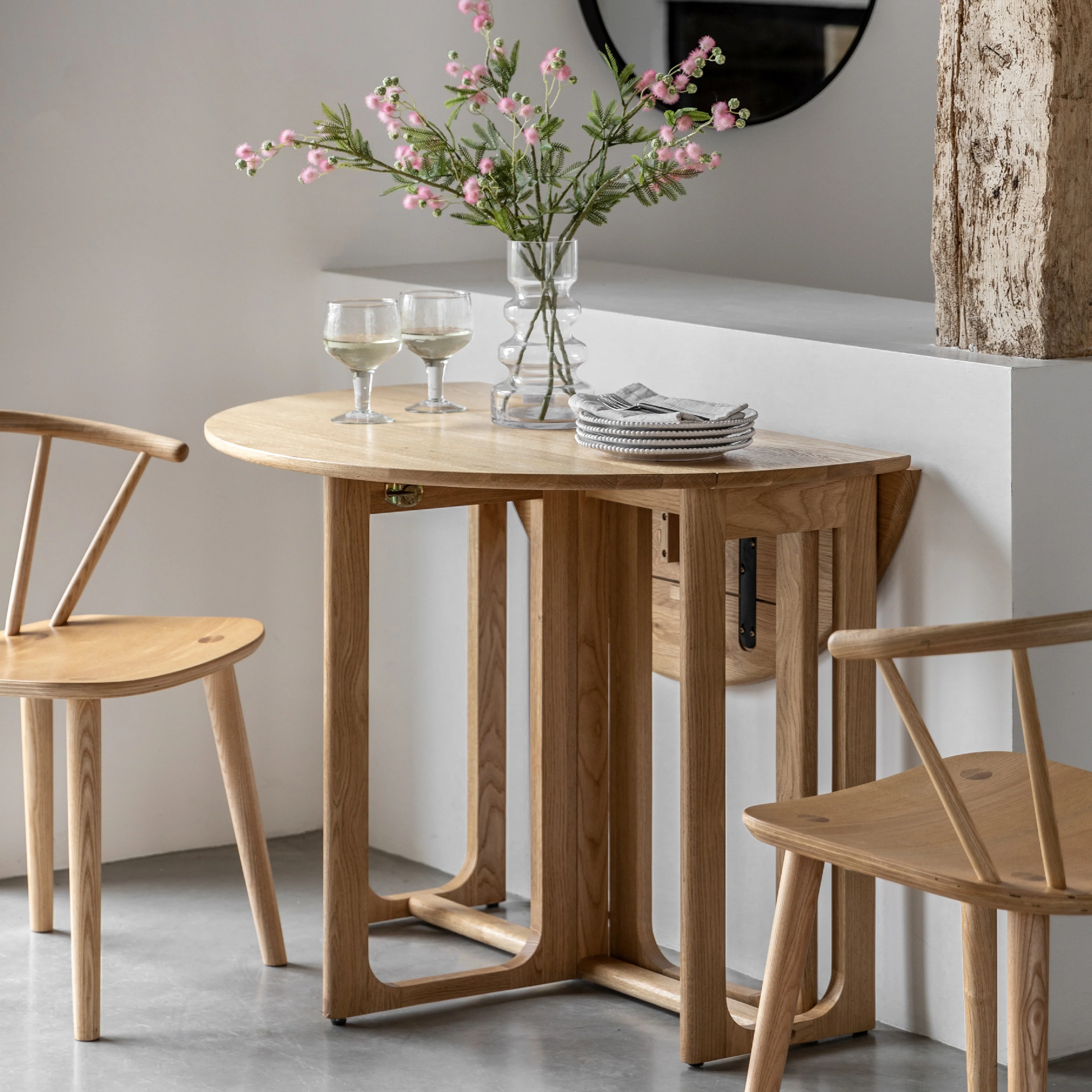 Craft Oak Folding Round Dining Table | Natural - Image 2