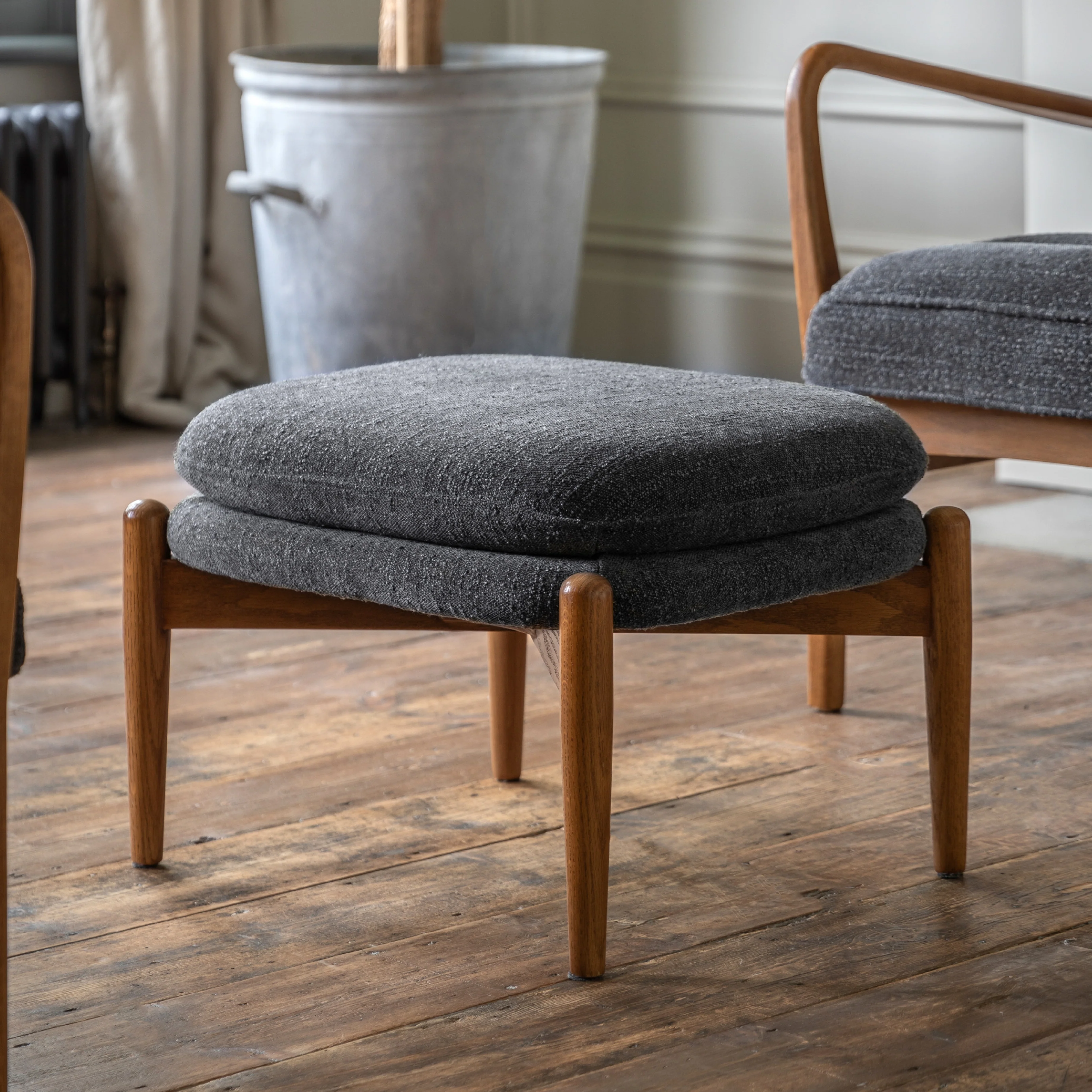 Datsun Boucle Footstool | Charcoal
