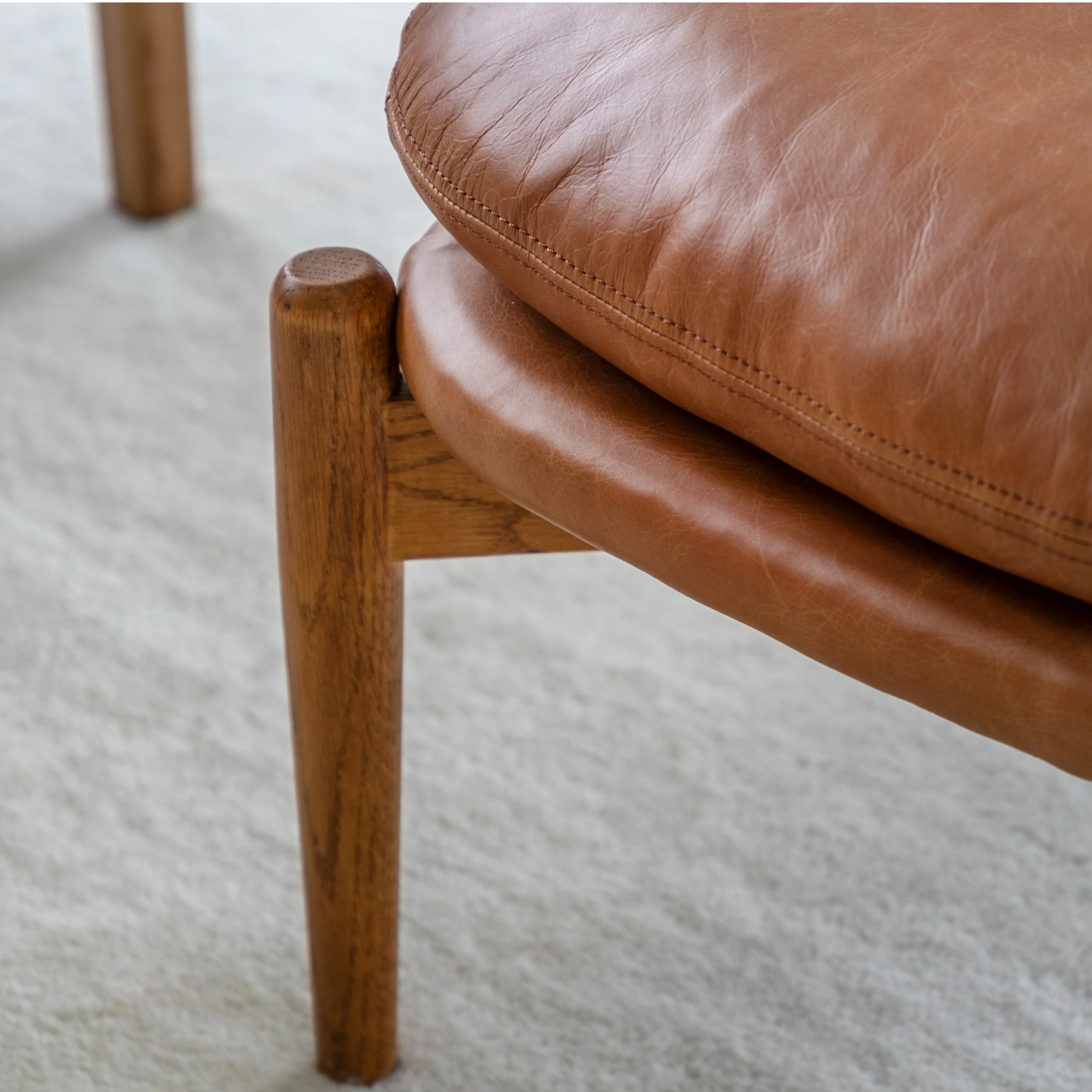 Datsun Leather Footstool | Antique Brown - Image 4