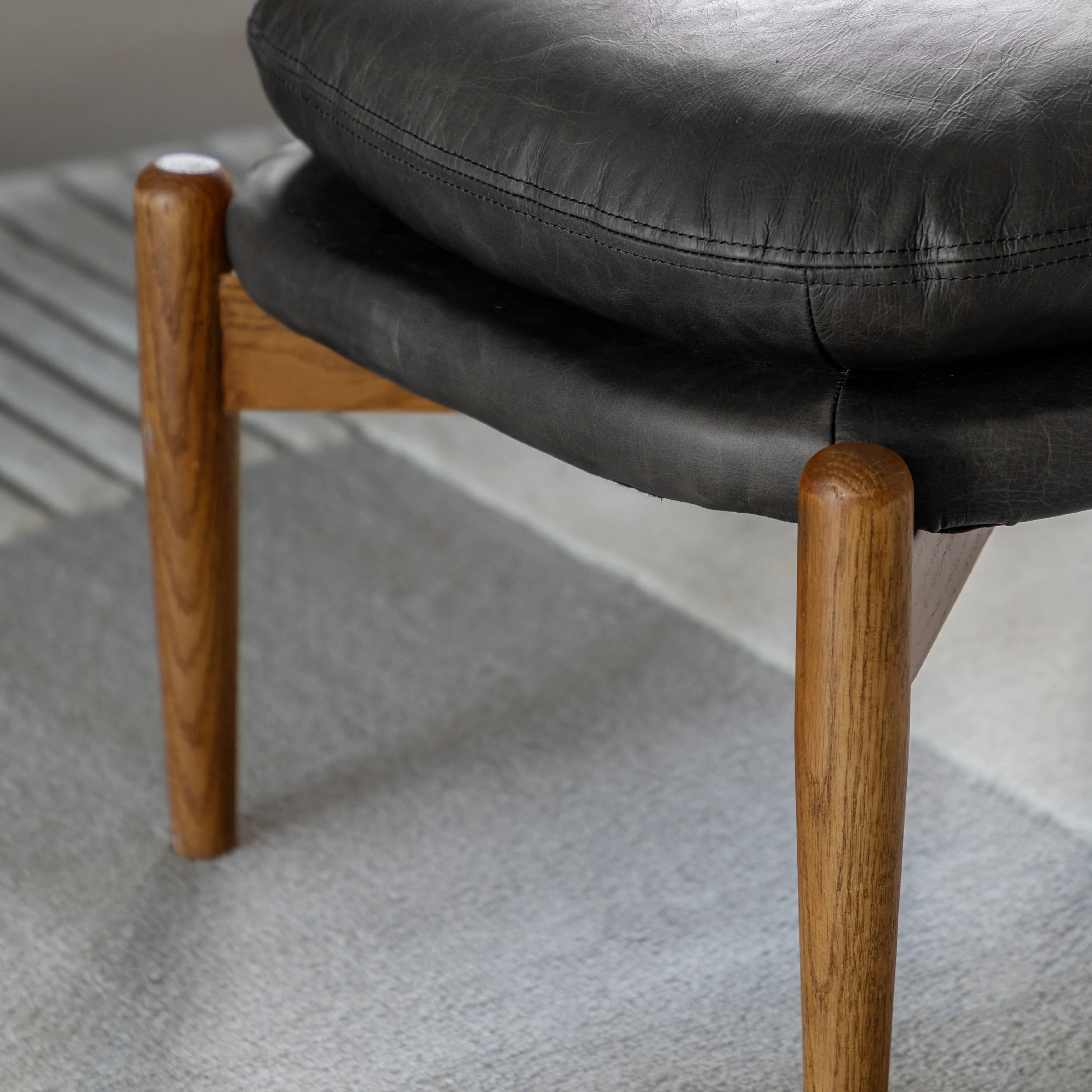 Datsun Leather Footstool | Antique Ebony - Image 2