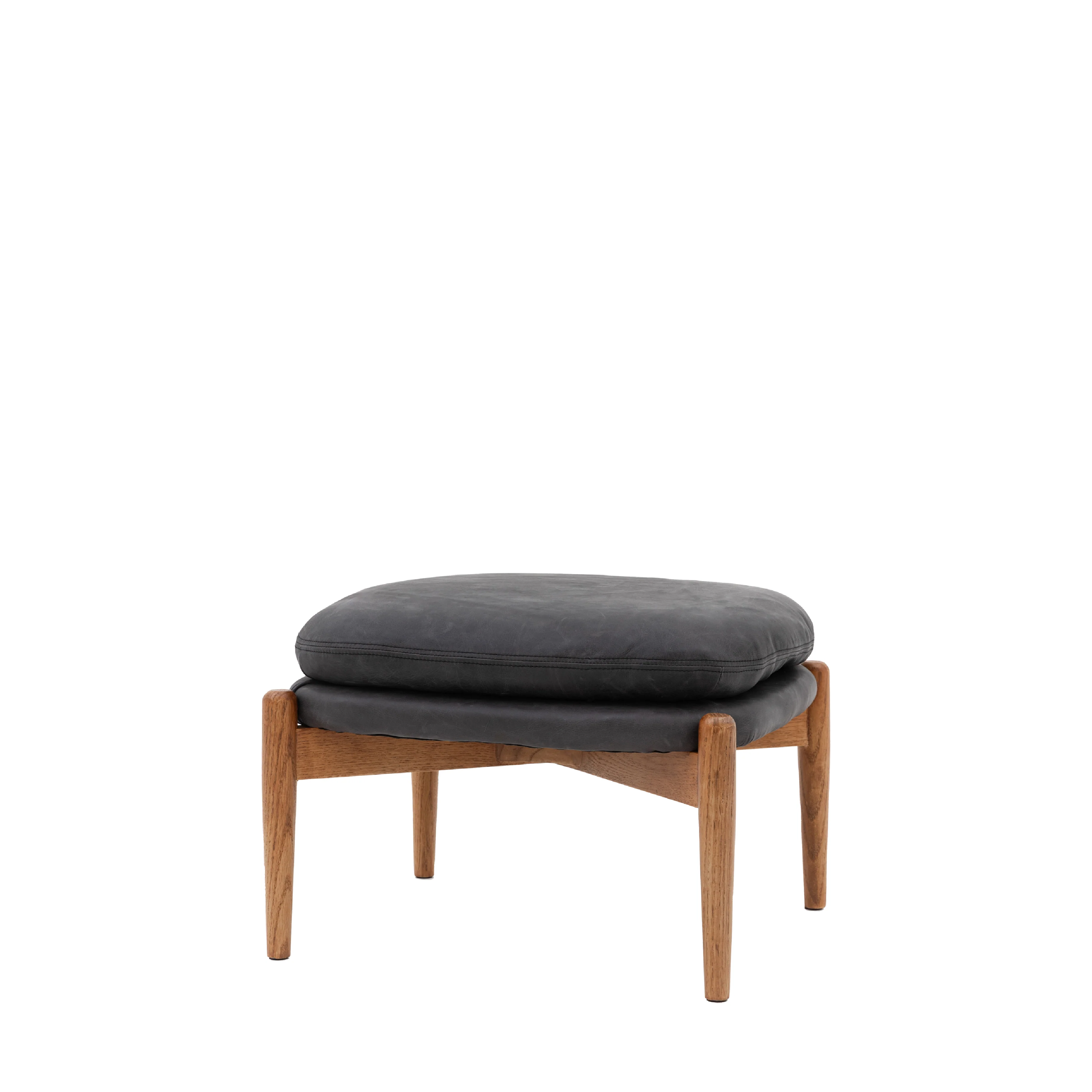Datsun Leather Footstool | Antique Ebony - Image 3