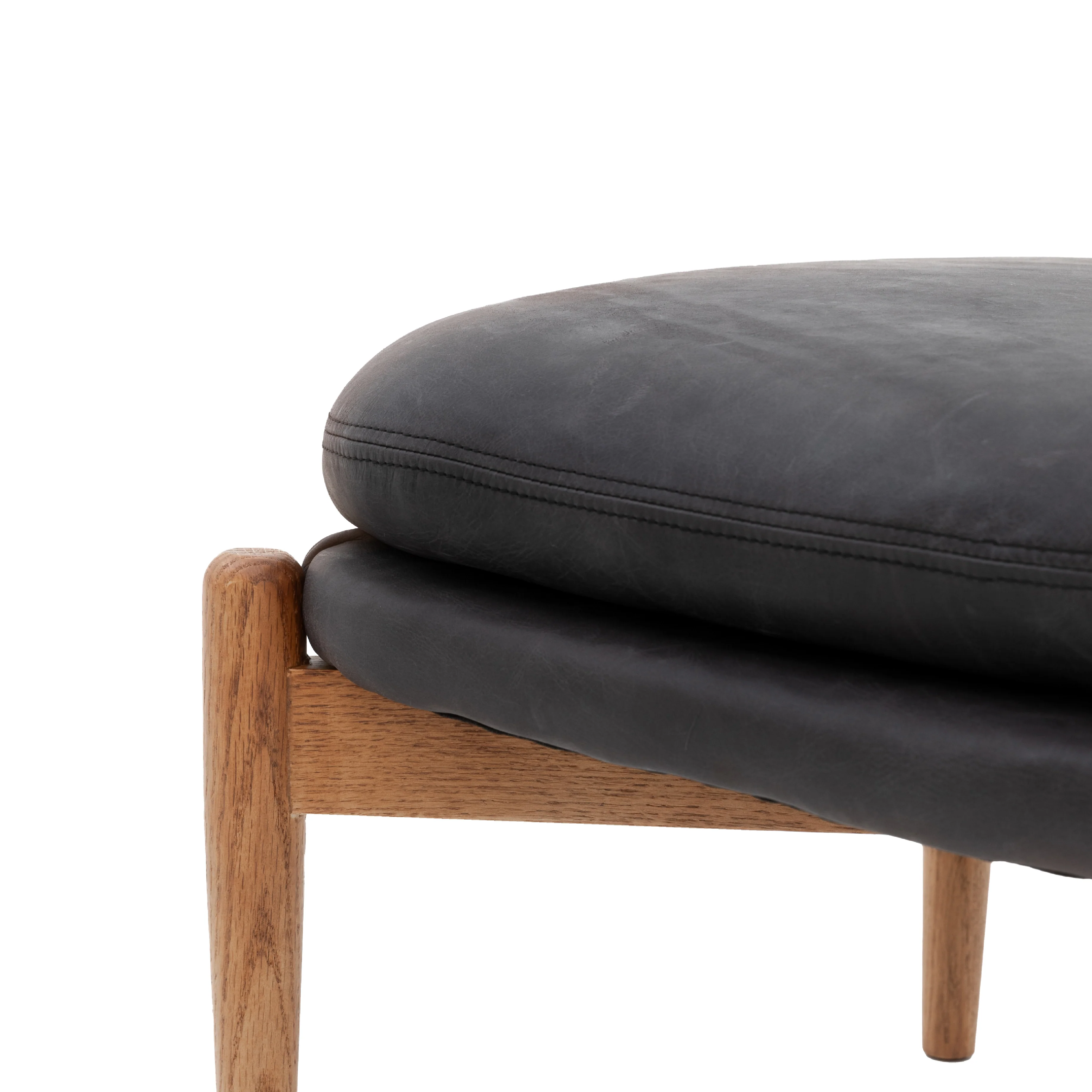 Datsun Leather Footstool | Antique Ebony - Image 5