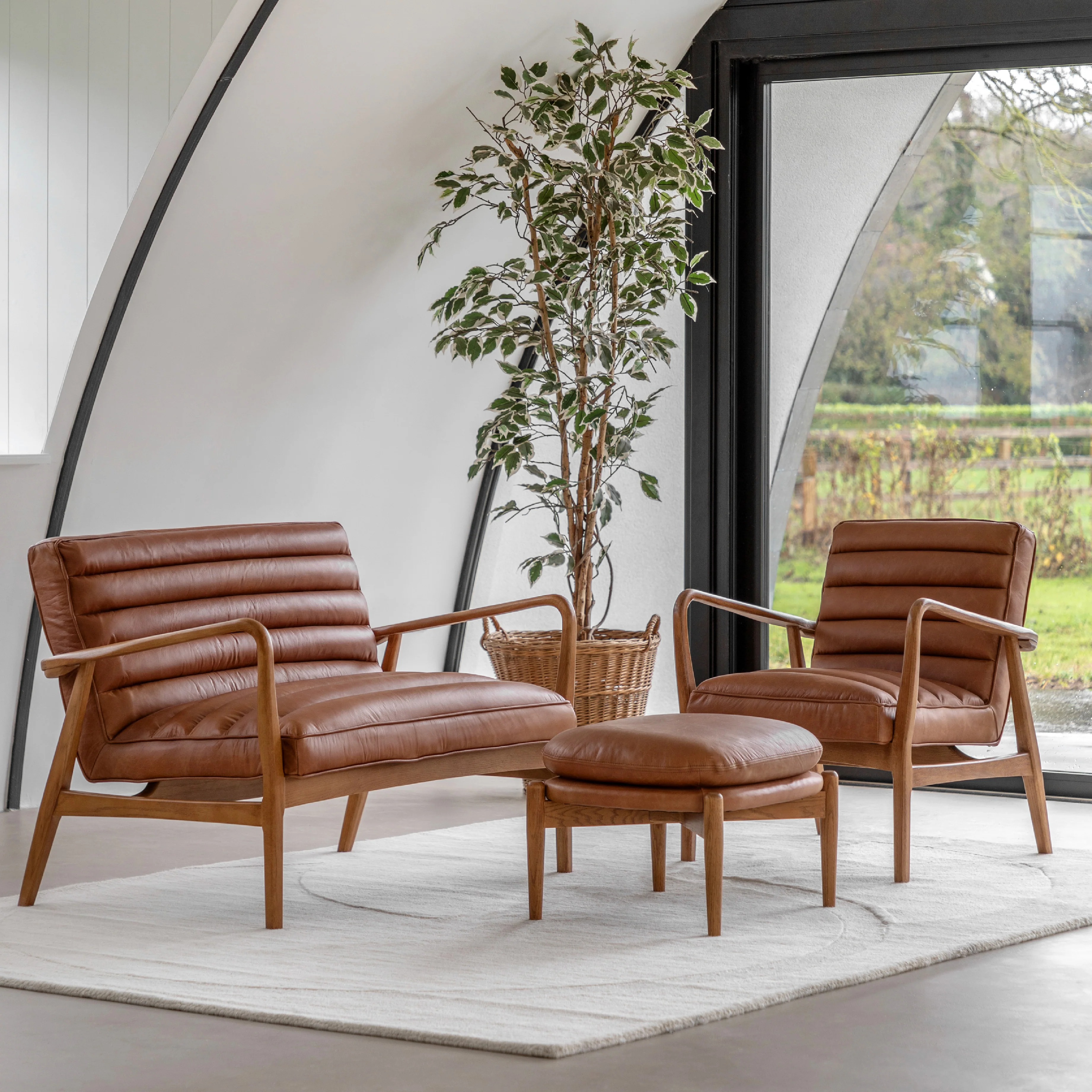 Datsun Leather Mid-Century Modern 2 Seat Sofa | Vintage Brown - Image 2