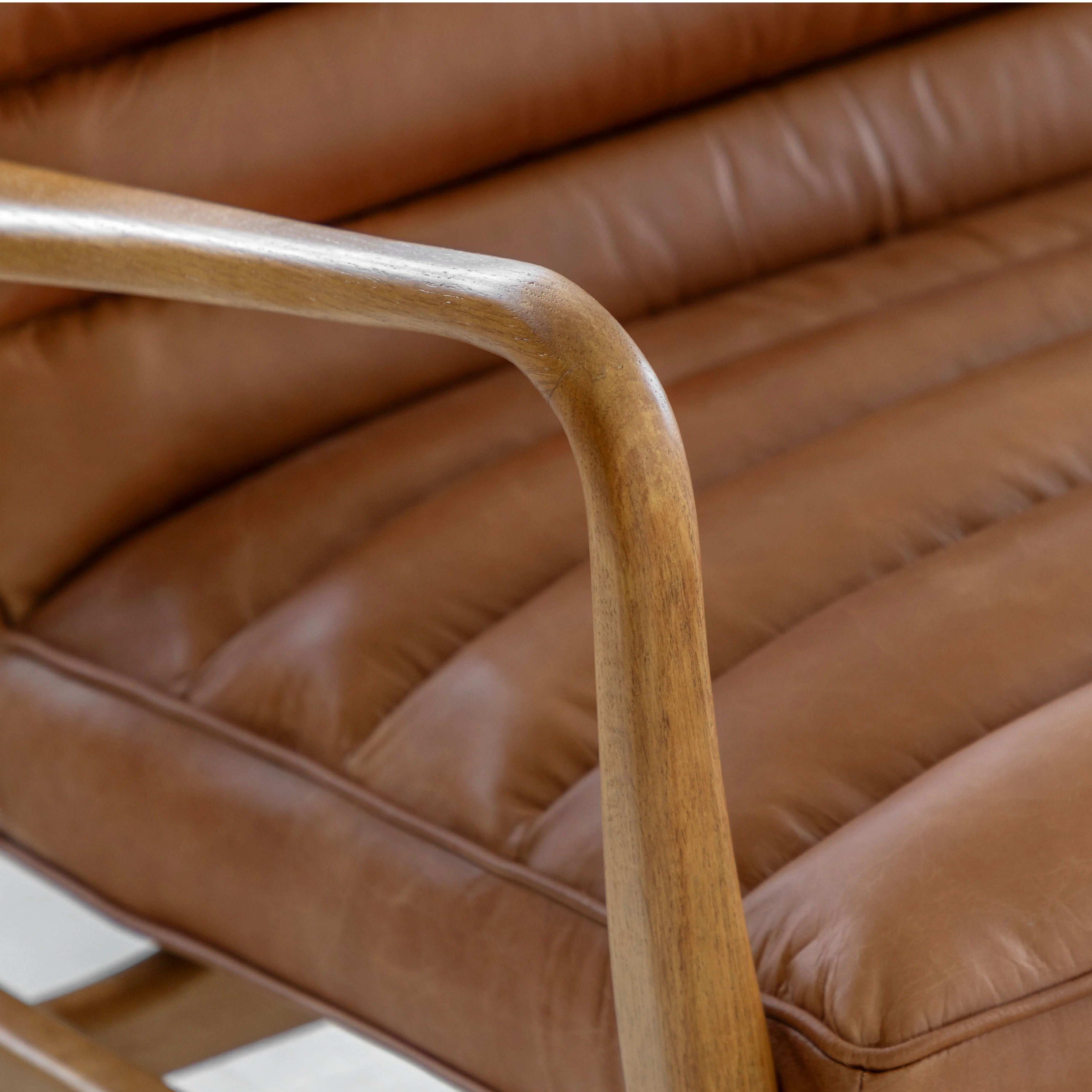 Datsun Leather Mid-Century Modern 2 Seat Sofa | Vintage Brown - Image 5