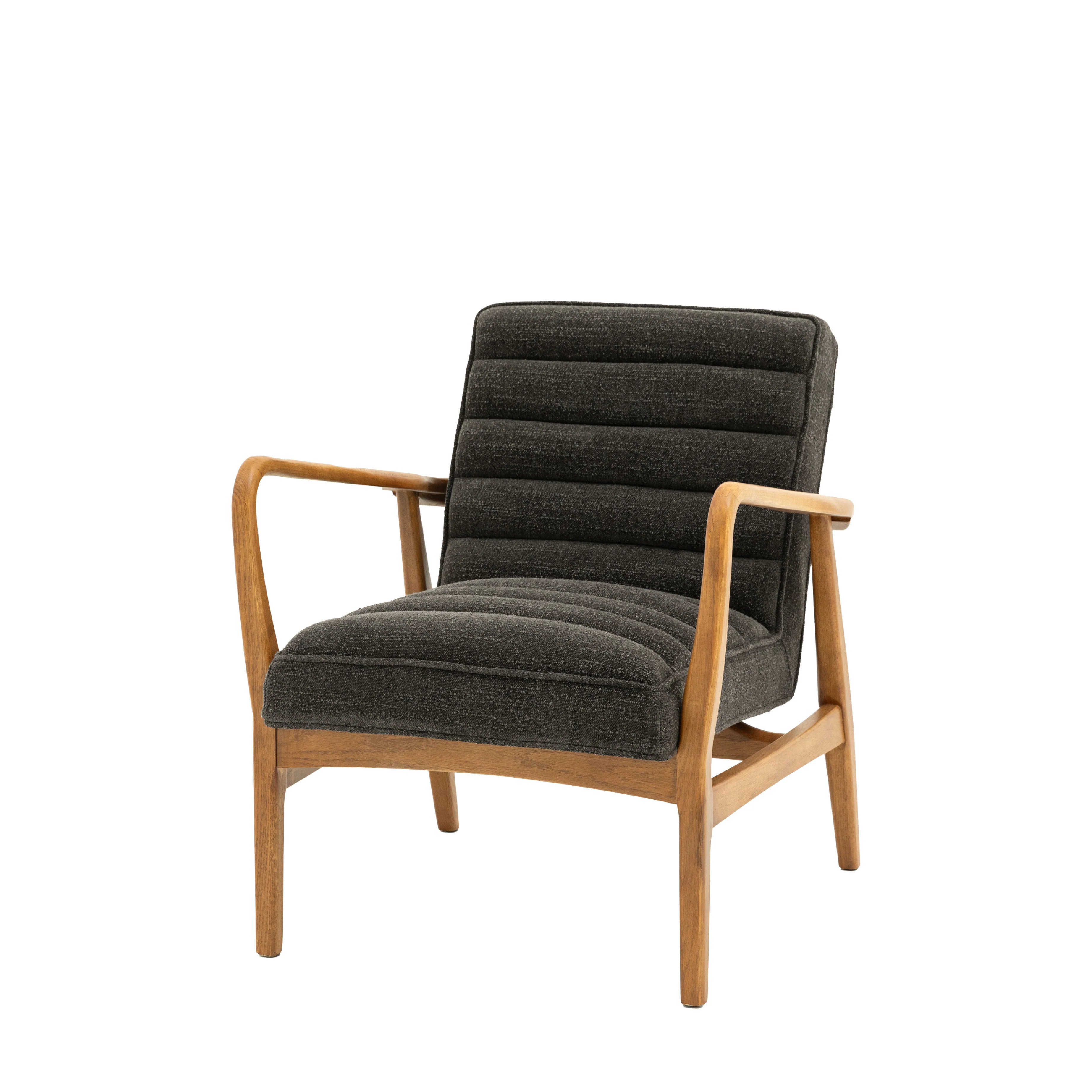 Datsun Mid-Century Modern Boucle Armchair | Charcoal - Image 3
