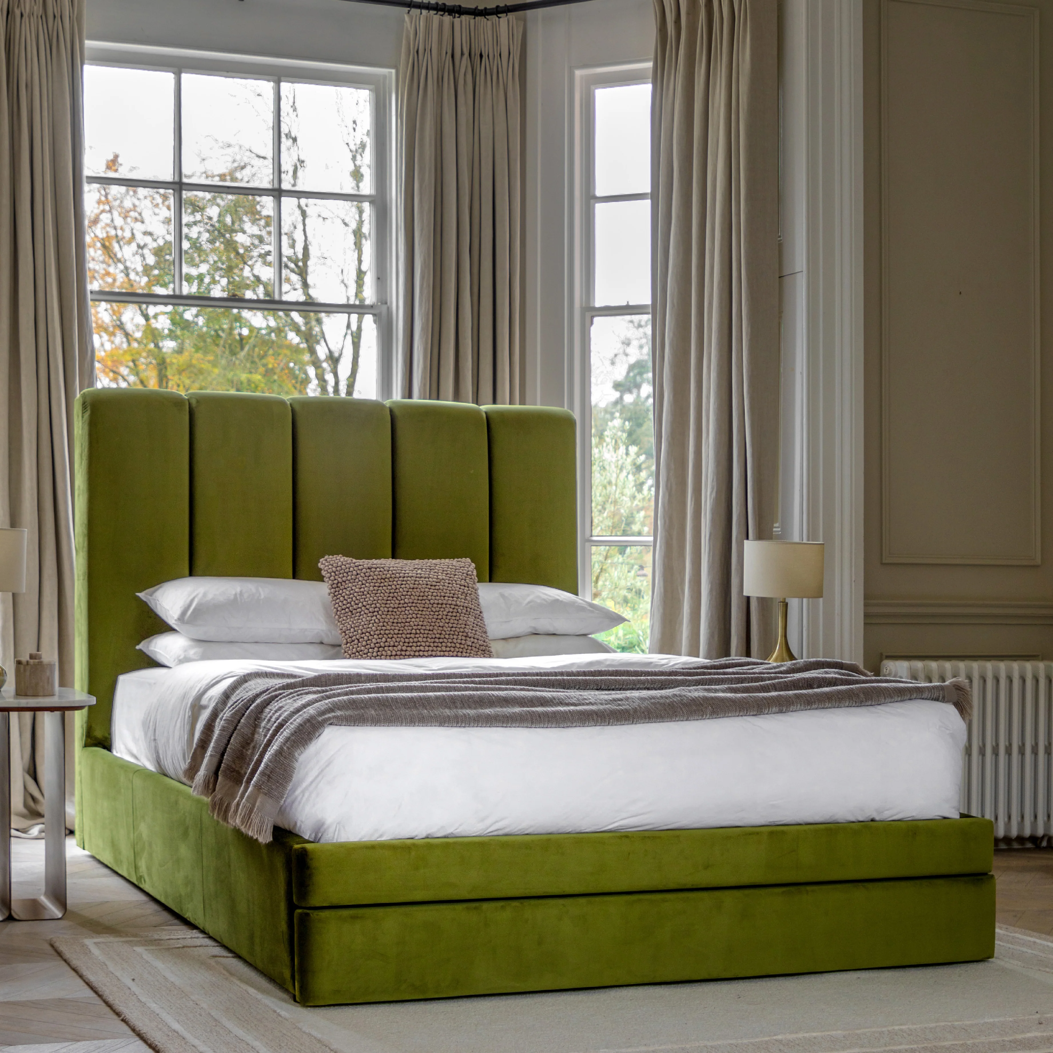 Denton Padded Bed Frame | Olive