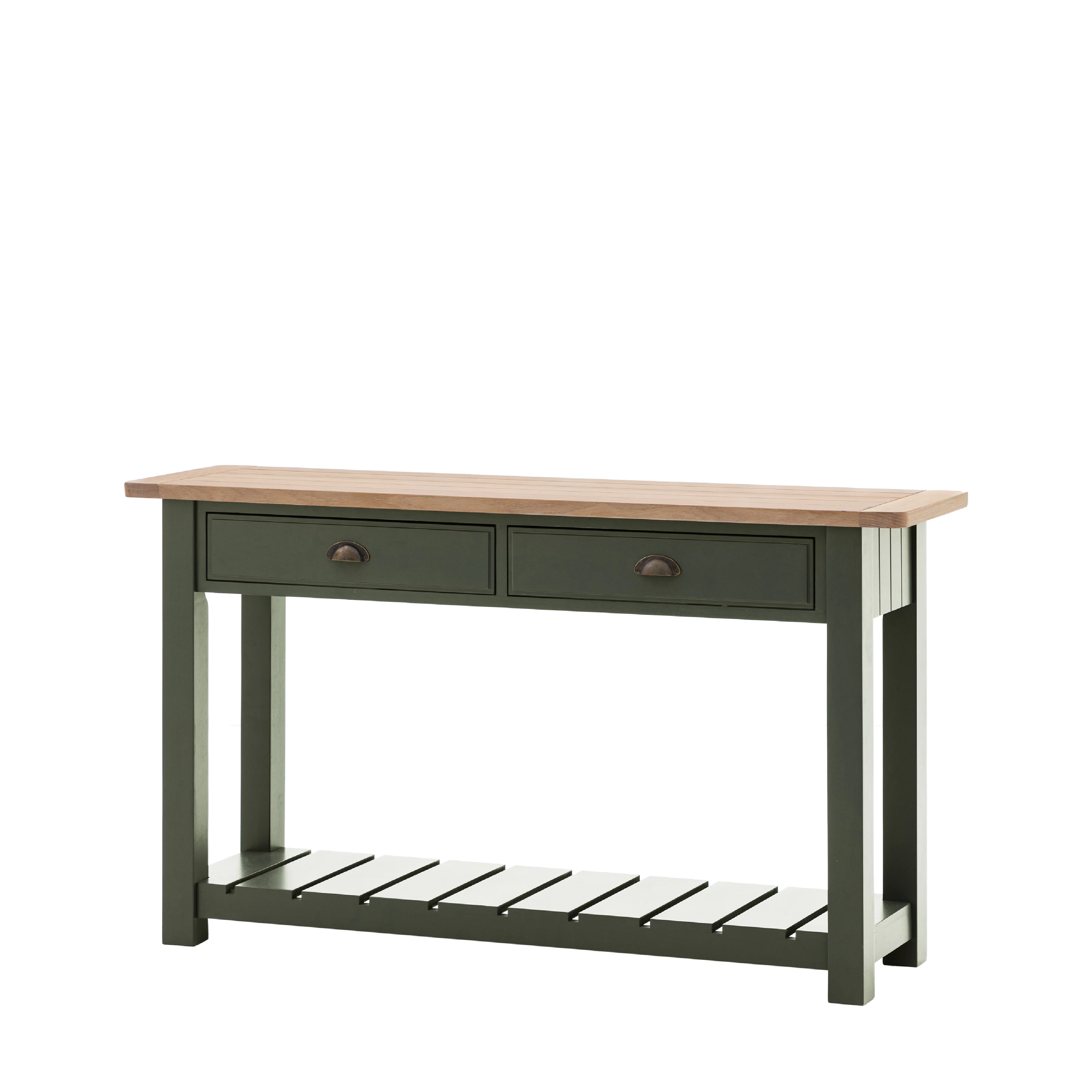 Eton Farmhouse 2 Drawer Console Table | Moss - Image 3