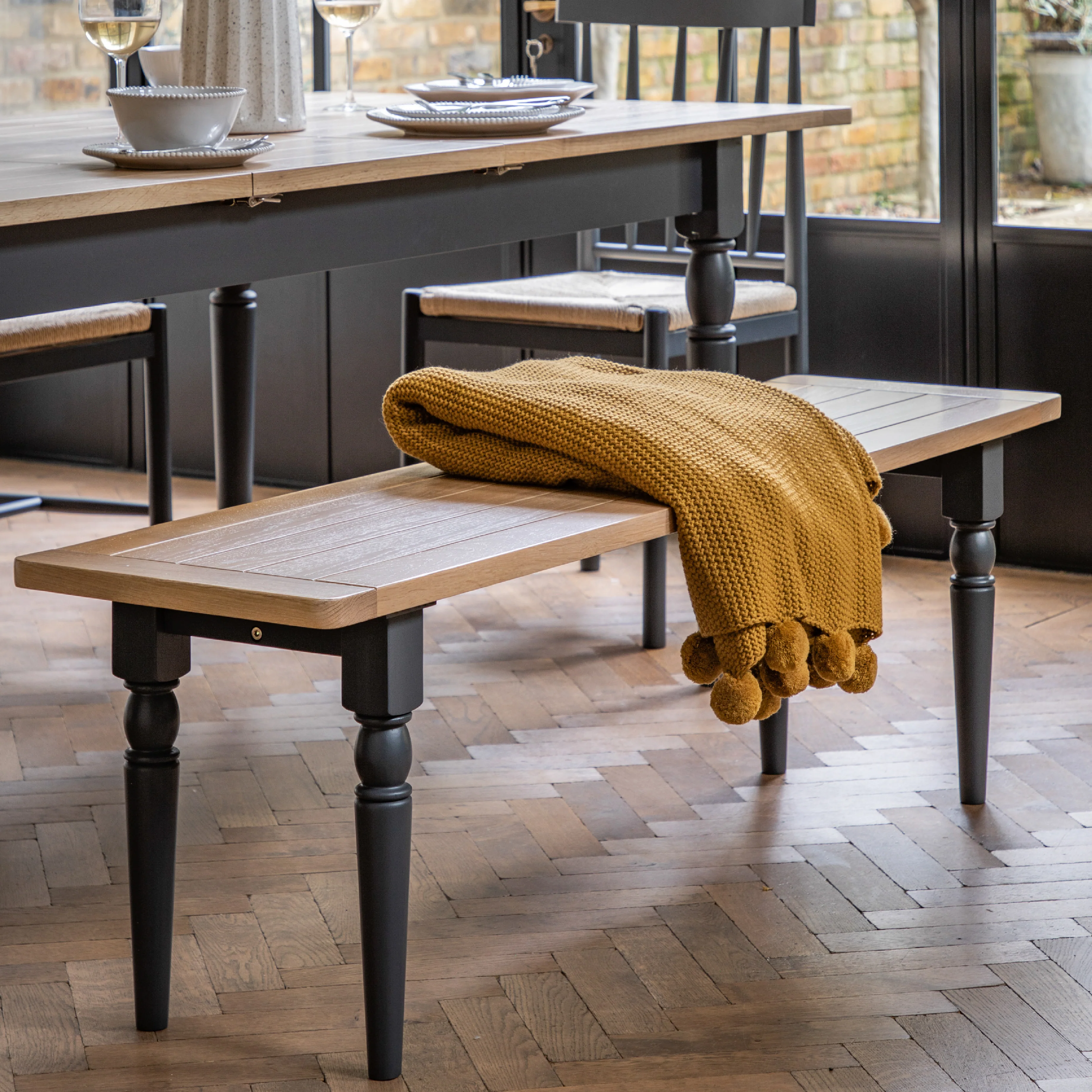 Eton Farmhouse Dining Bench | Meteor - Image 2