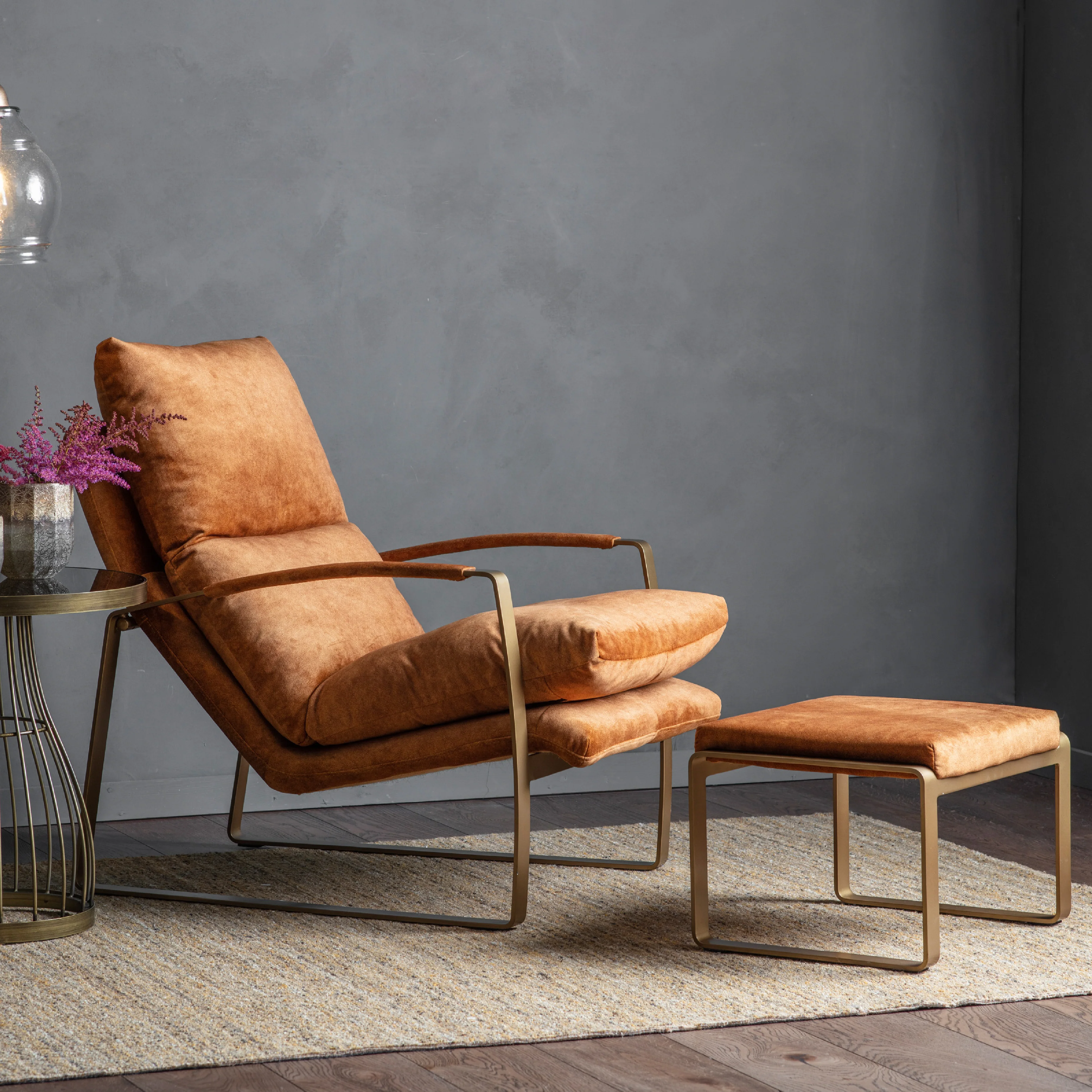 Fabien Upholstered Footstool | Ochre/Gold - Image 2