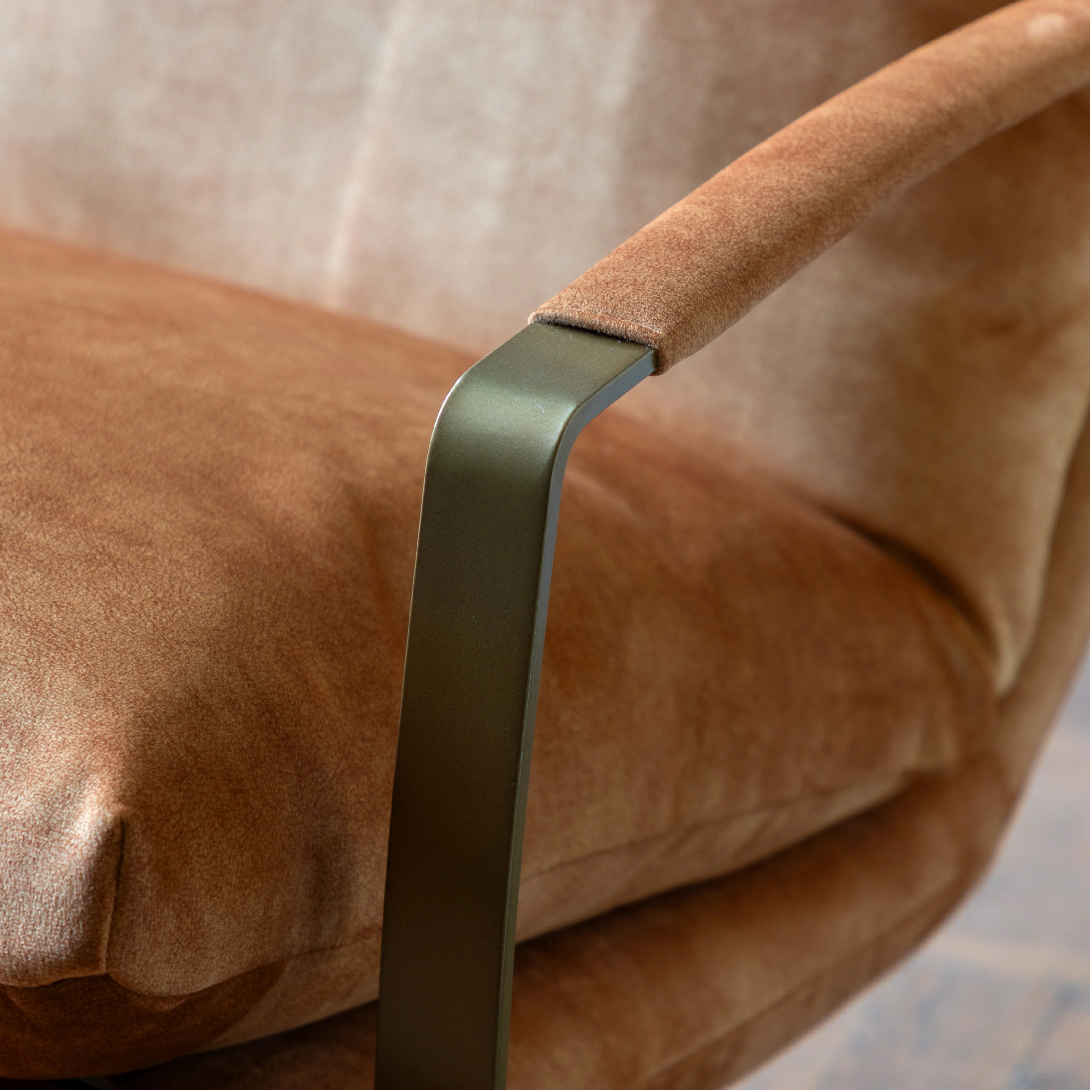 Fabien Upholstered Lounger | Ochre/Gold - Image 2