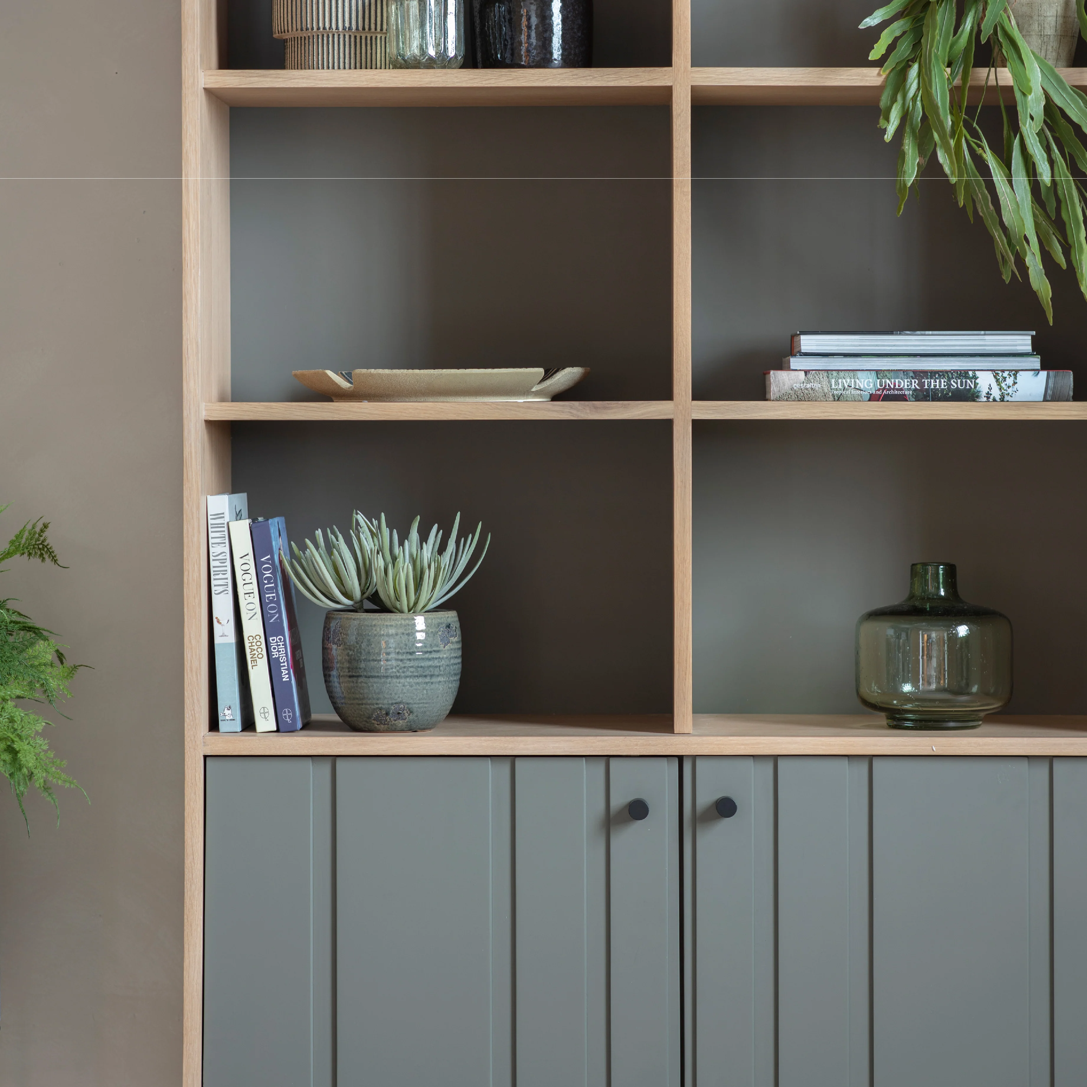 Fuji Japandi 2 Door Open Display Unit | Grey - Image 2