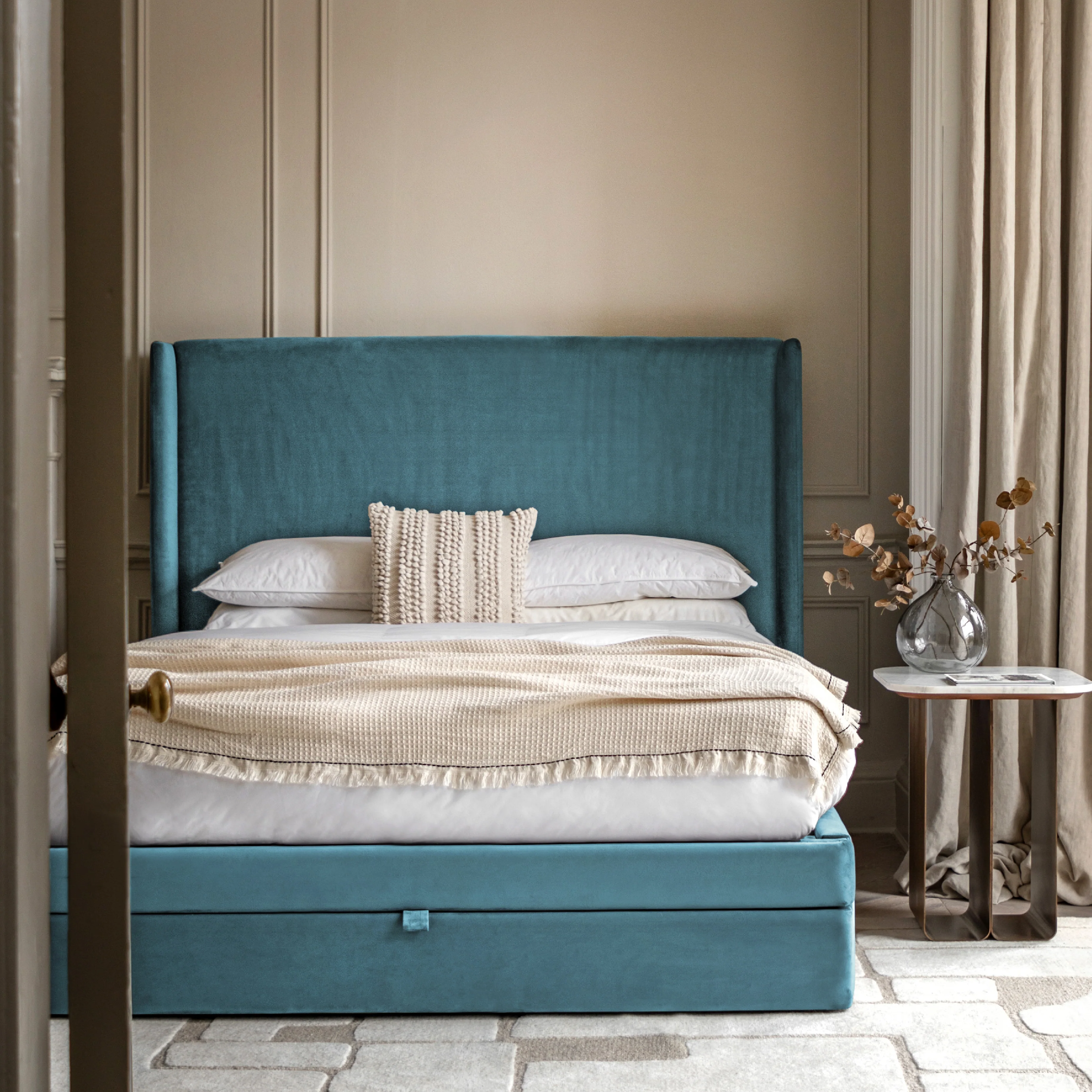 Halstead Bed Frame with Drawer | Atlantic Blue
