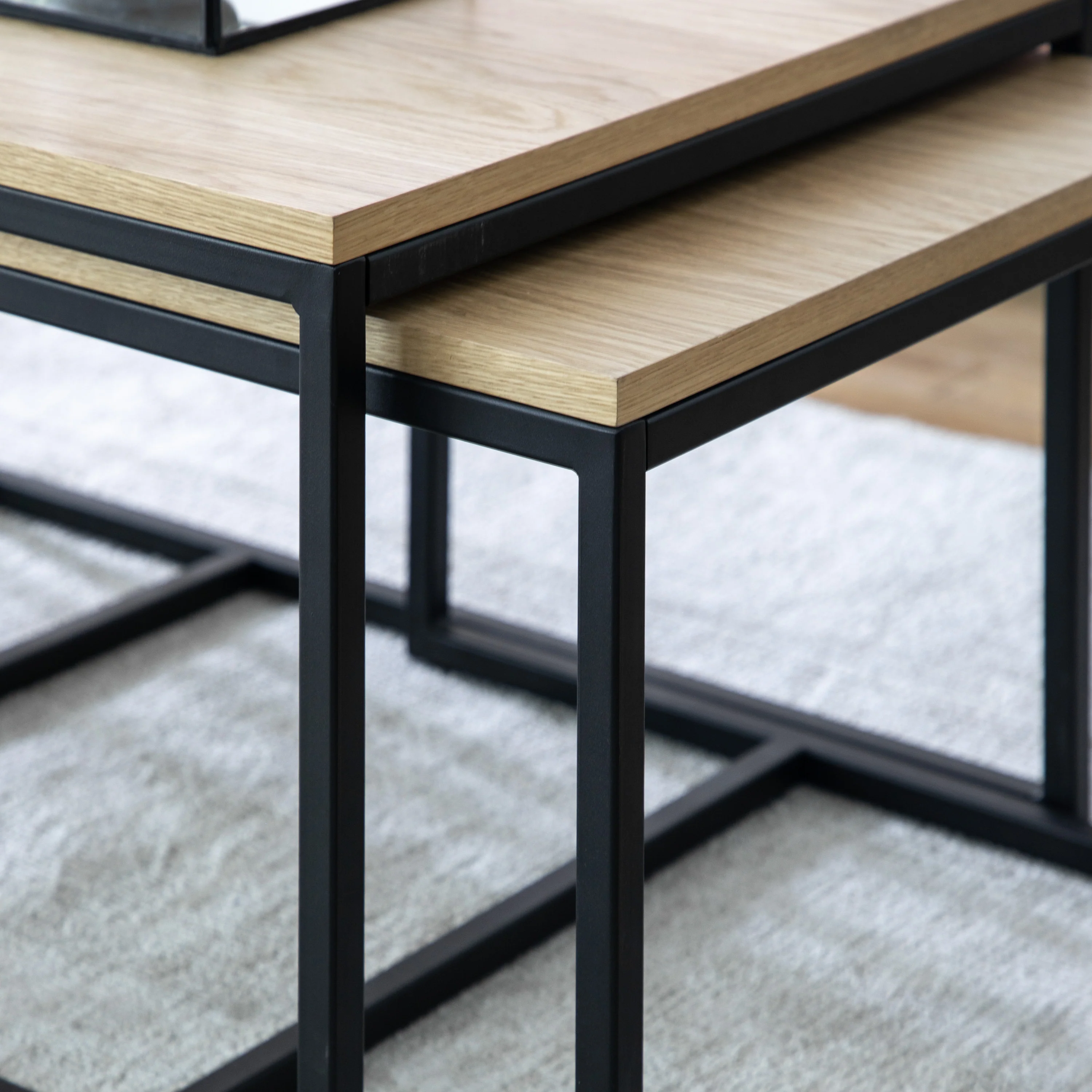 Henley Nesting Coffee Tables | Natural/Black | Set of 3 - Image 3