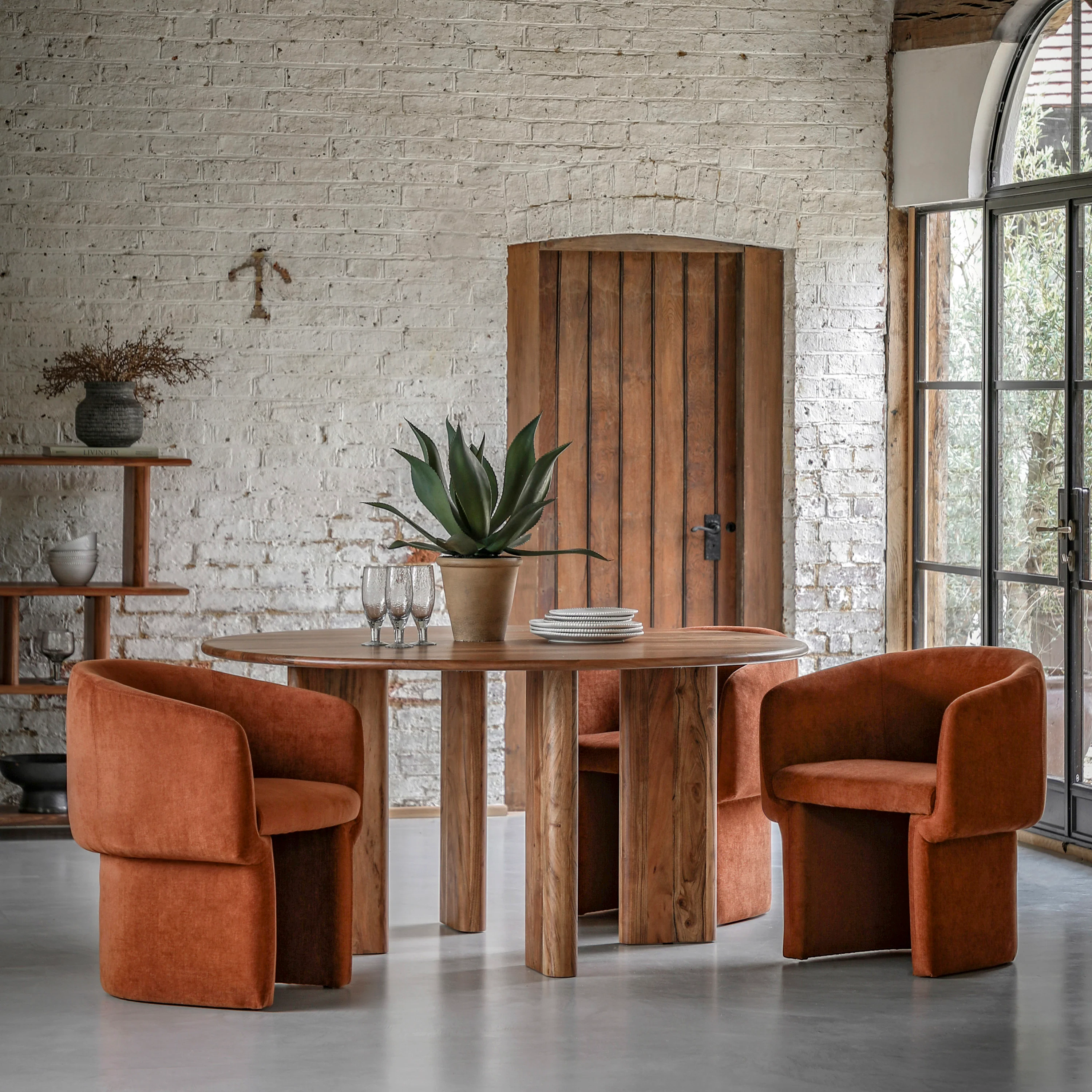 Holm Retro Tub Dining Chair | Rust Red - Image 4