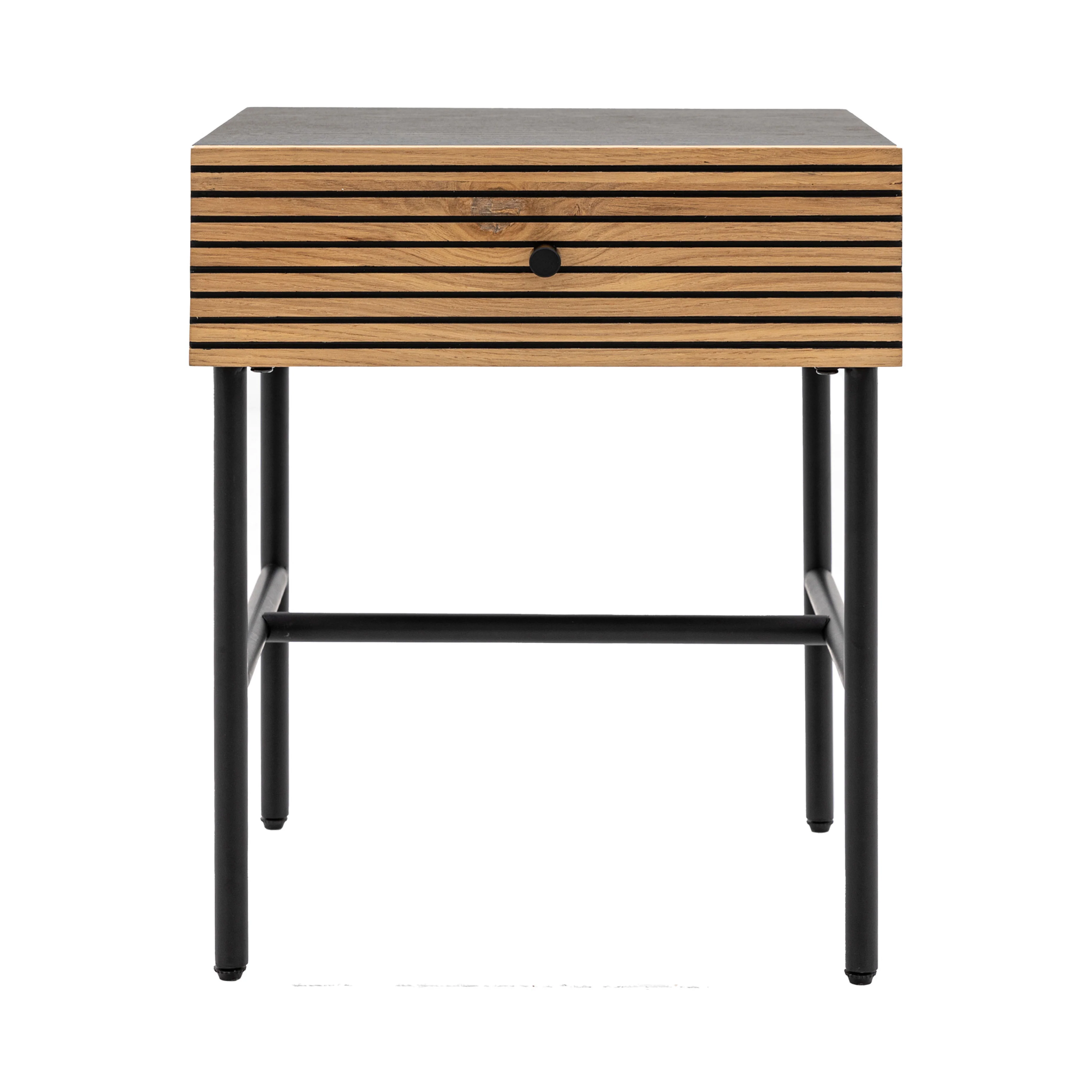 Hyland Bedside Table with Drawer | Black/Natural - Image 4