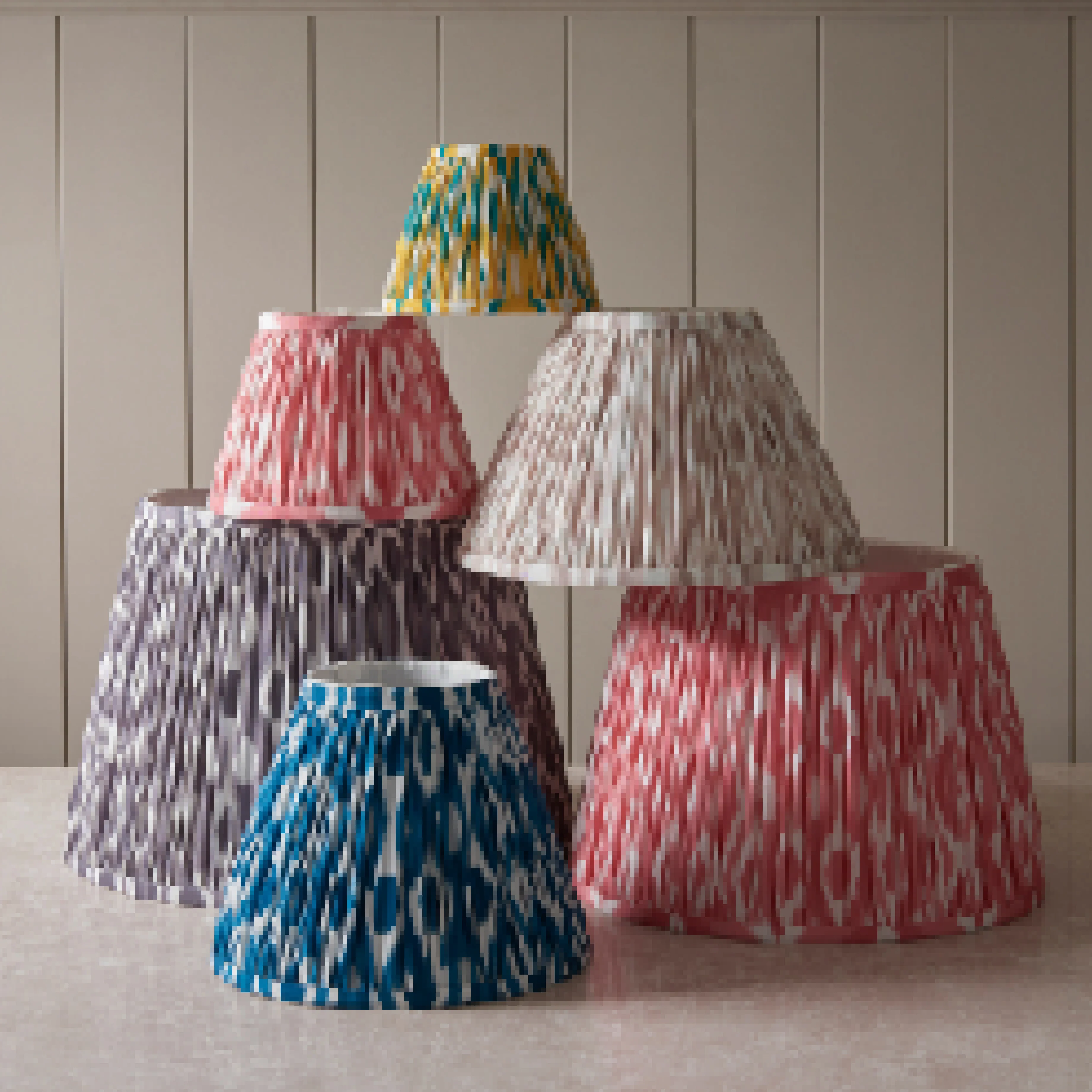 Ikat Fabric Shade | Jade/Yellow | 16cm - Image 2