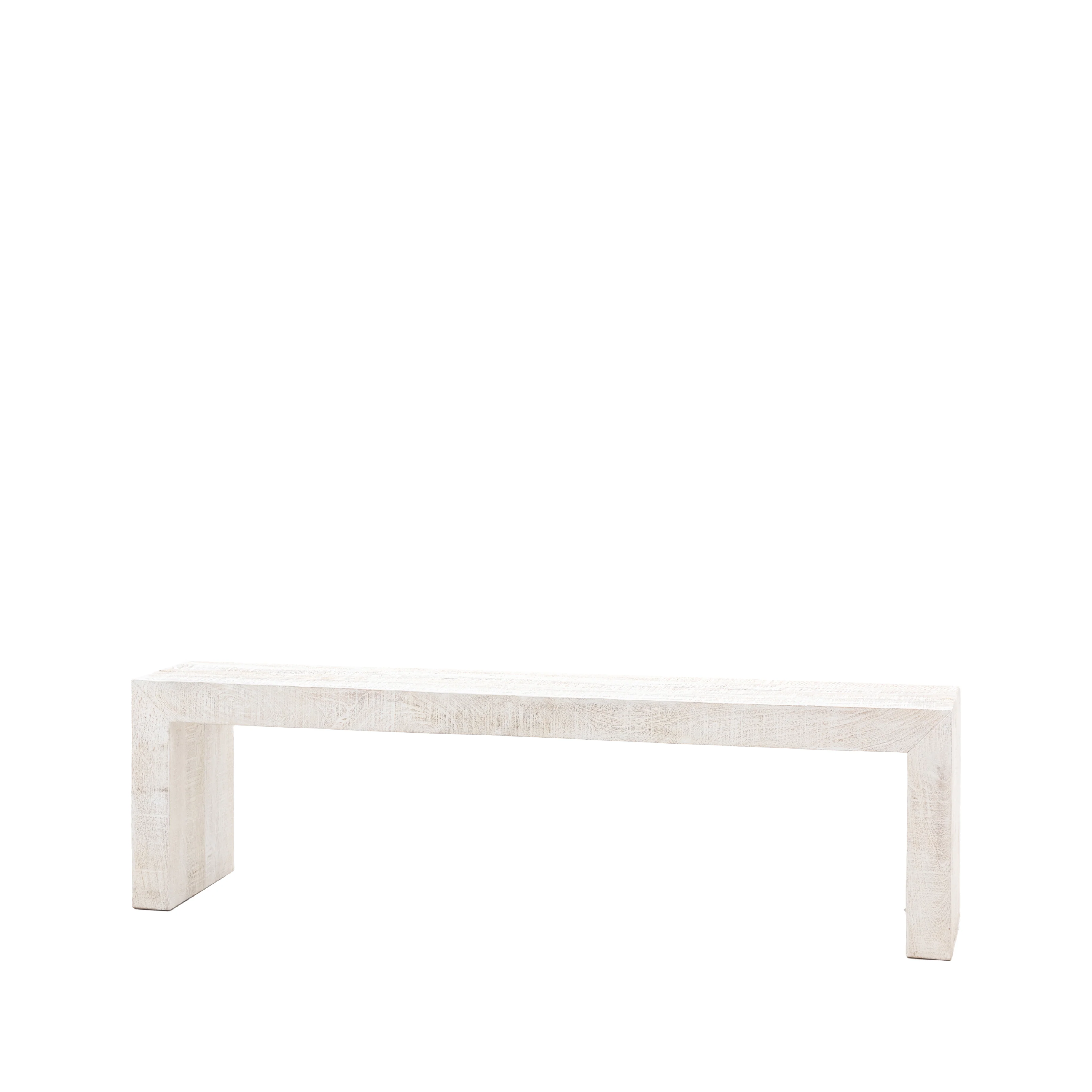 Iowa Rustic Mango Wood Dining Bench | Whitewash - Image 3
