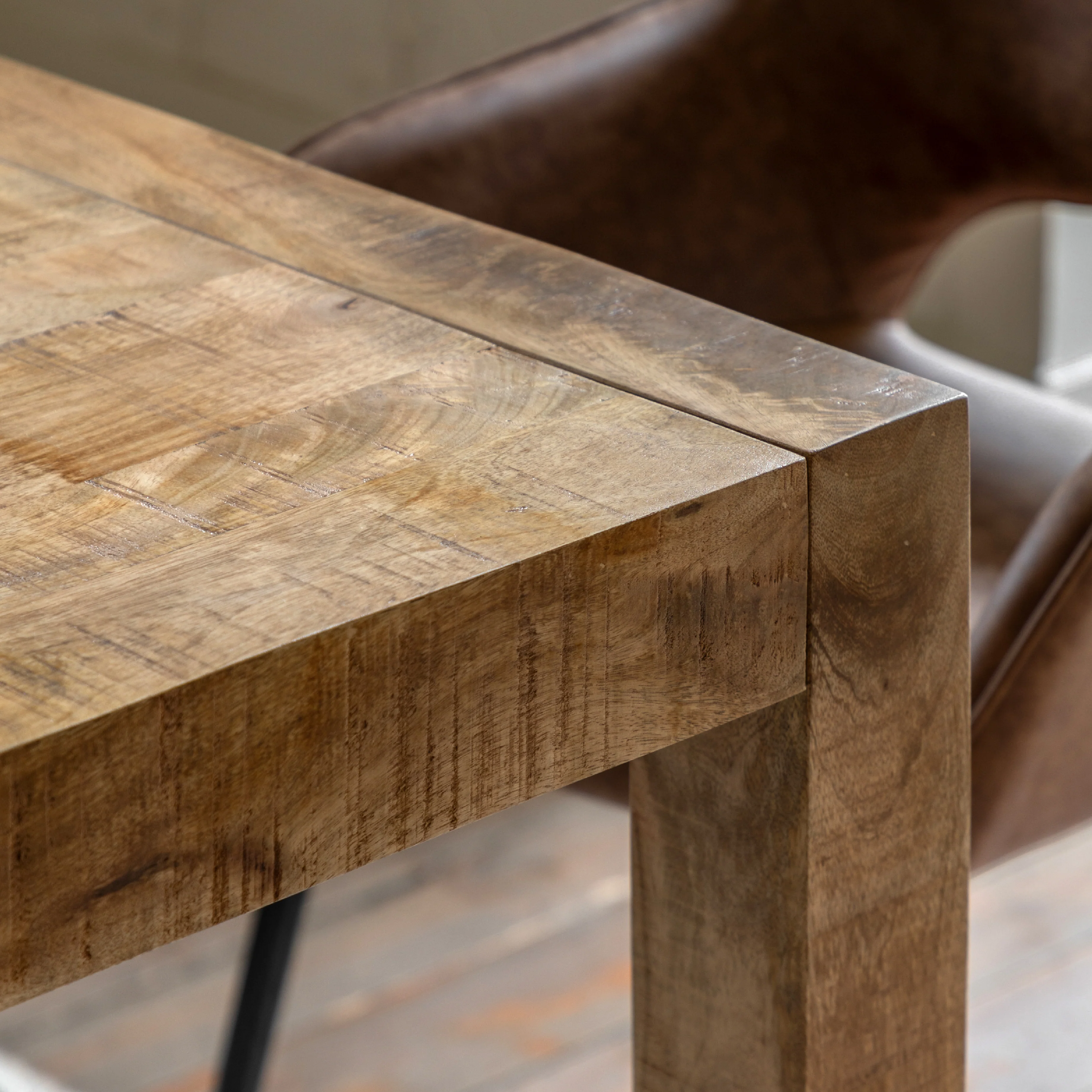 Iowa Rustic Mango Wood Dining Table | Natural - Image 2
