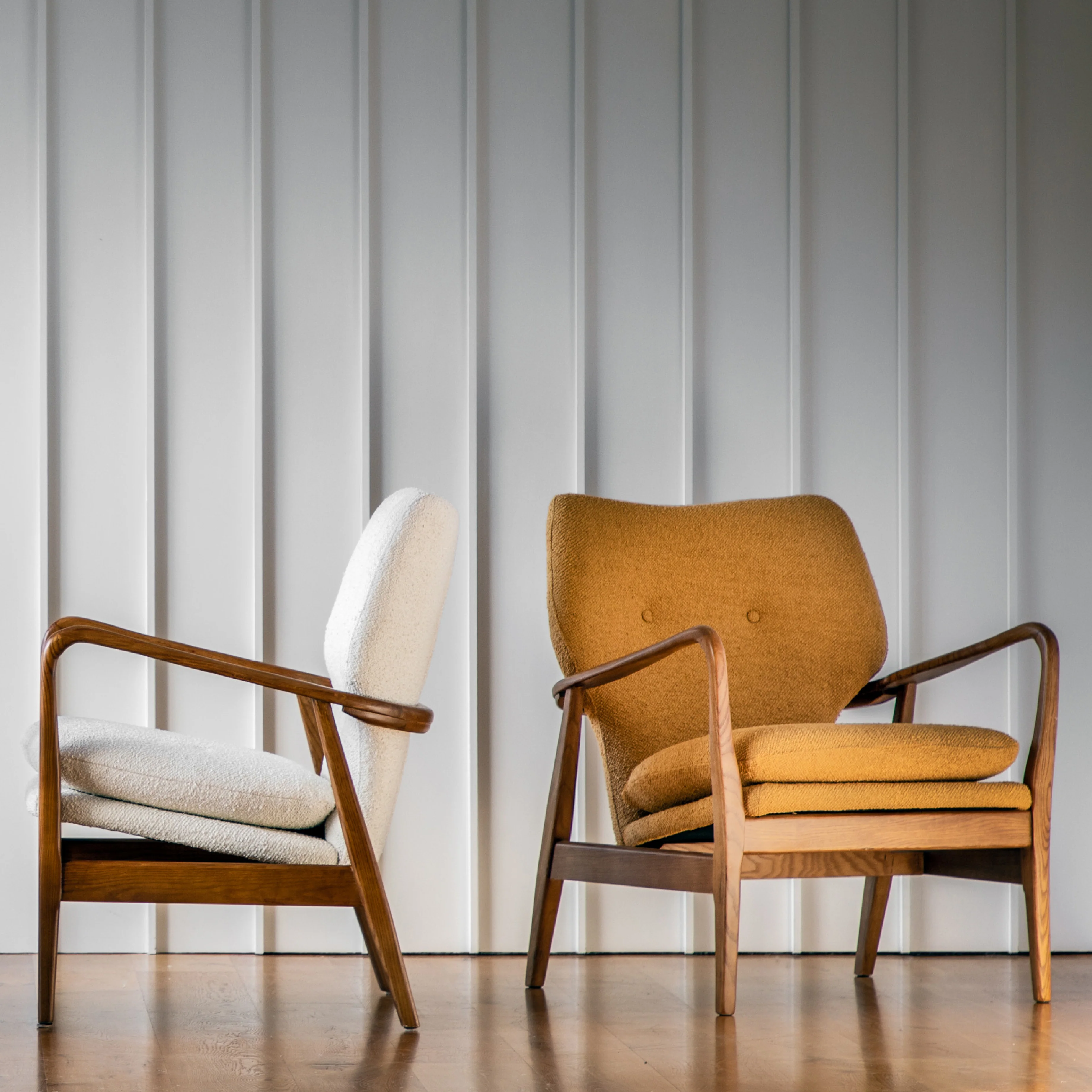 Jensen Mid-Century Modern Boucle Armchair | Ochre - Image 2