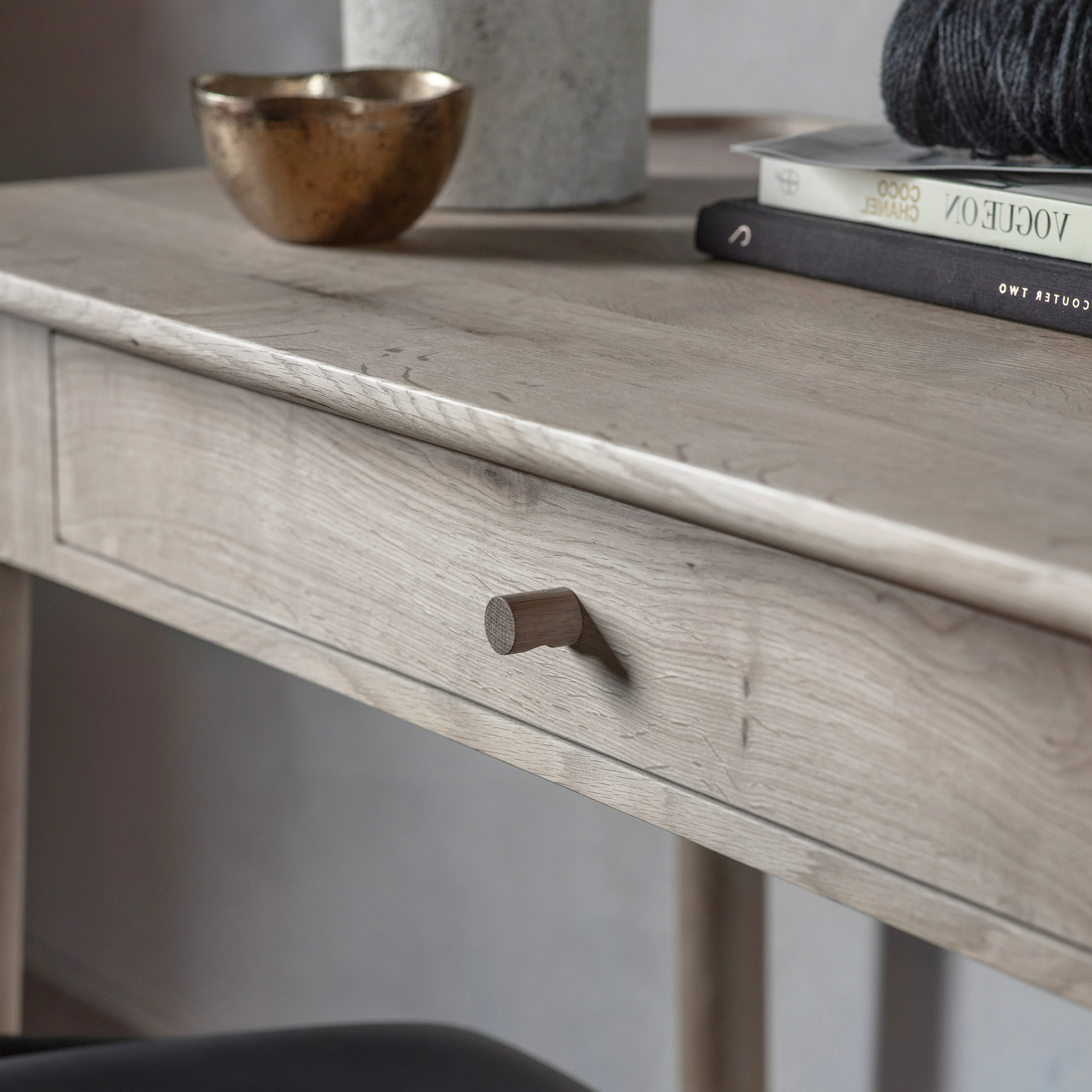 Kingham Rustic 1 Drawer Desk | Grey Oak - Image 3