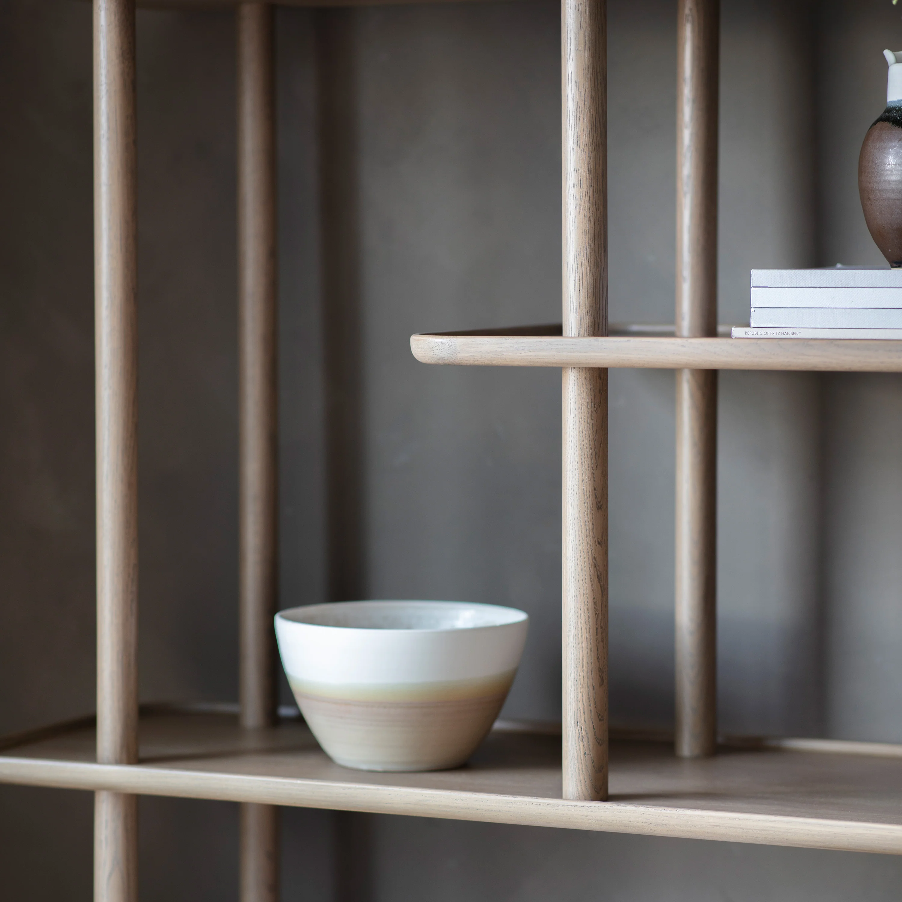 Kingham Rustic Open Display Shelving Unit | Grey Oak - Image 3