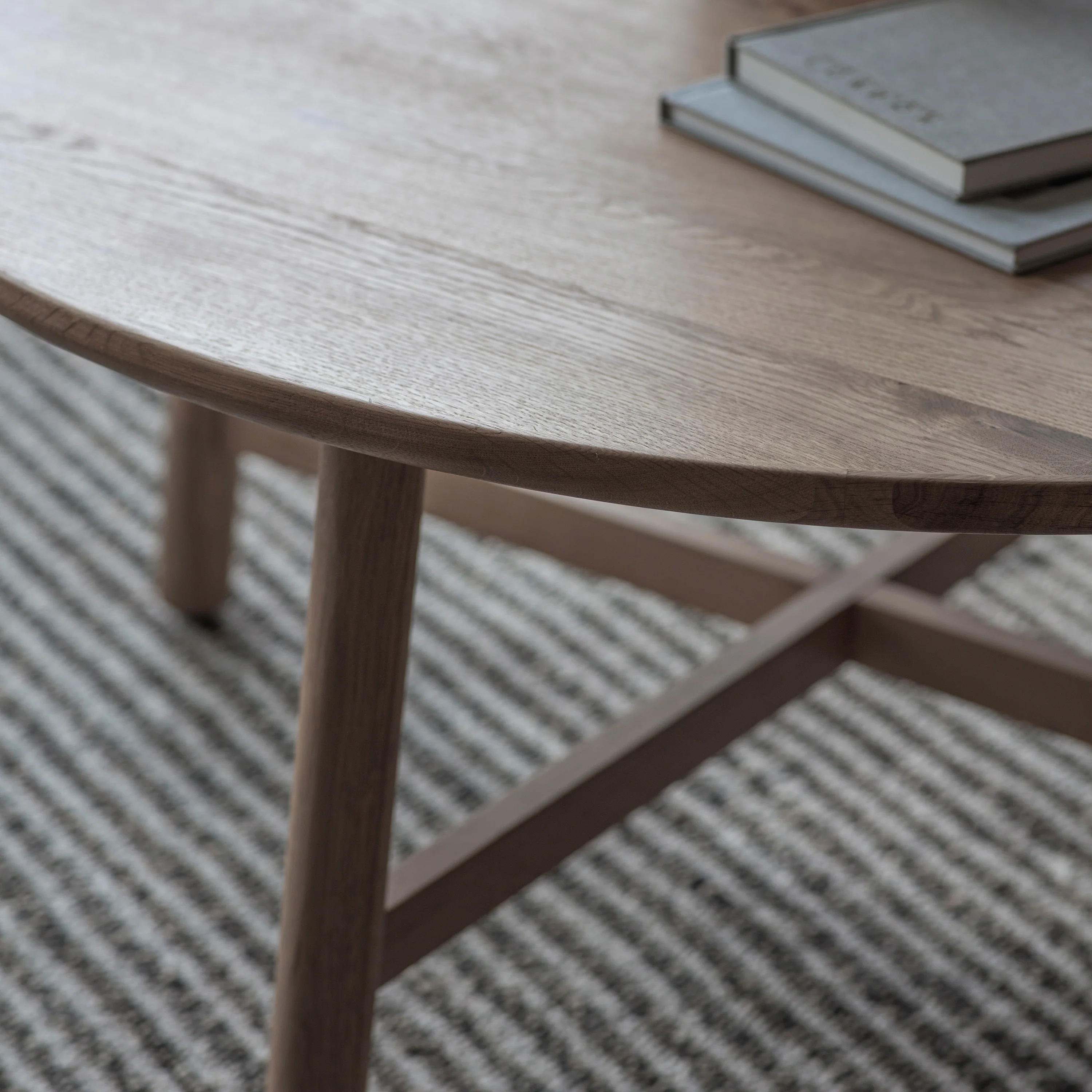 Kingham Rustic Round Coffee Table | Grey Oak - Image 3