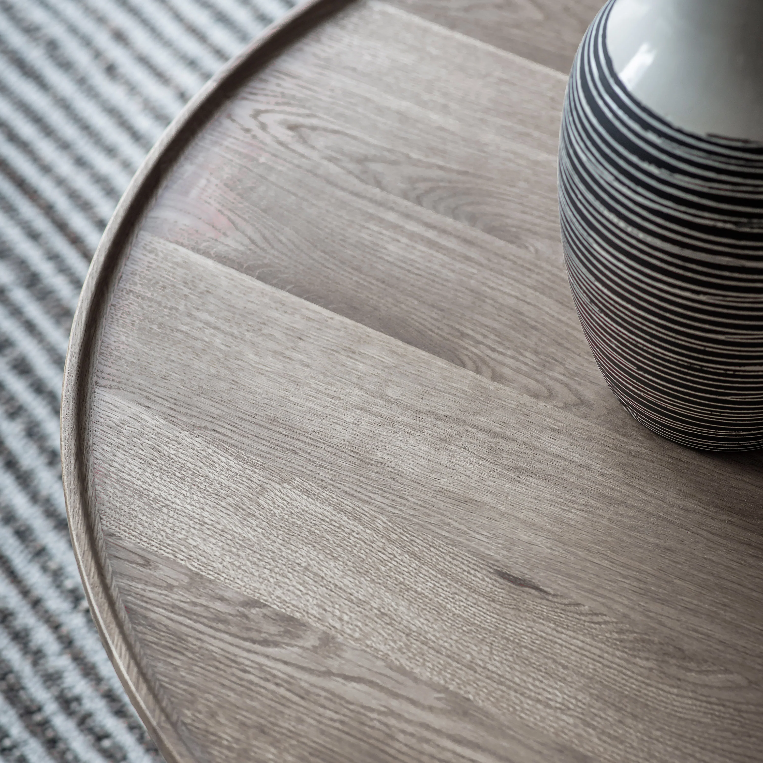 Kingham Rustic Round Coffee Table | Grey Oak - Image 4