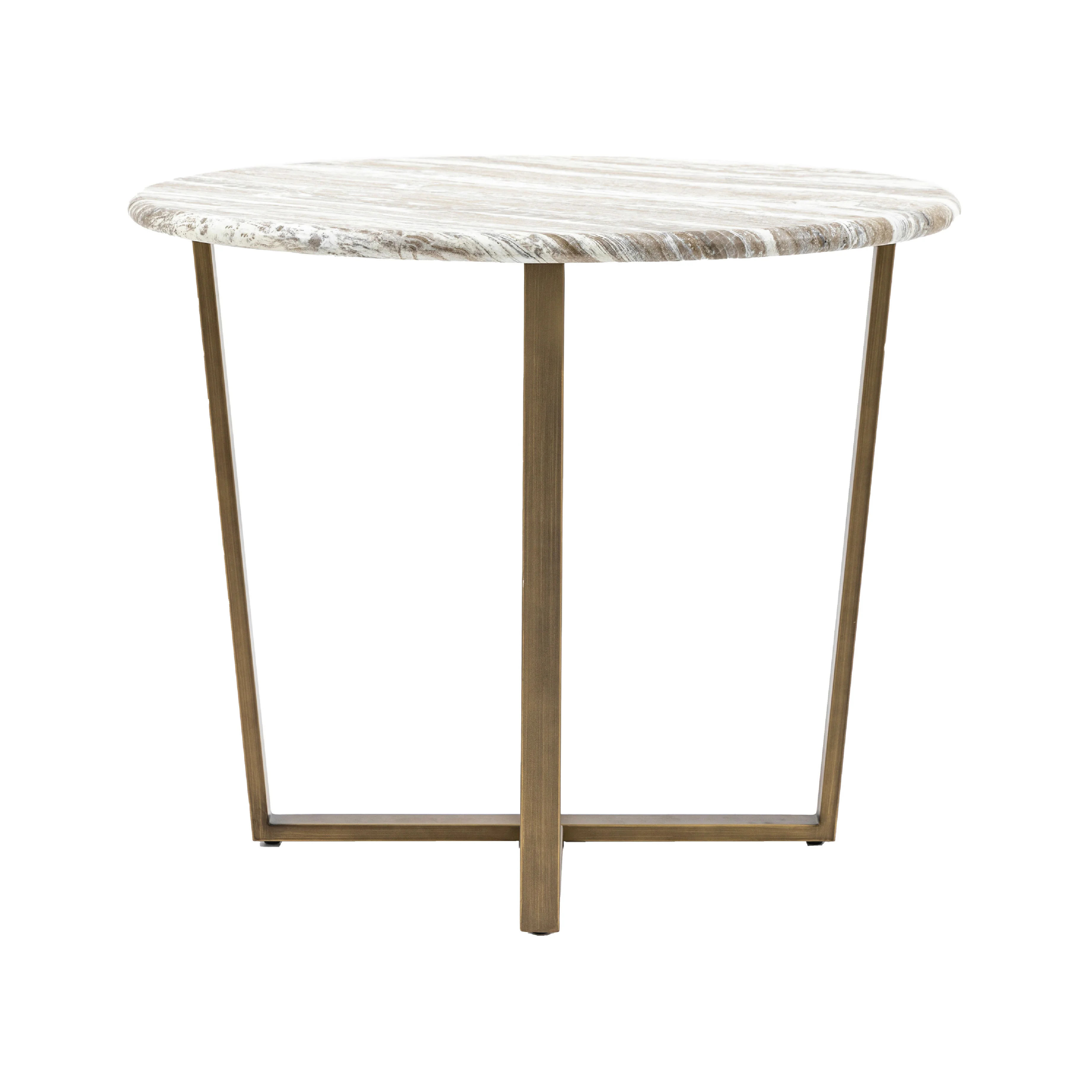 Lusso Faux Marble Top Round Dining Table | Brass - Image 3