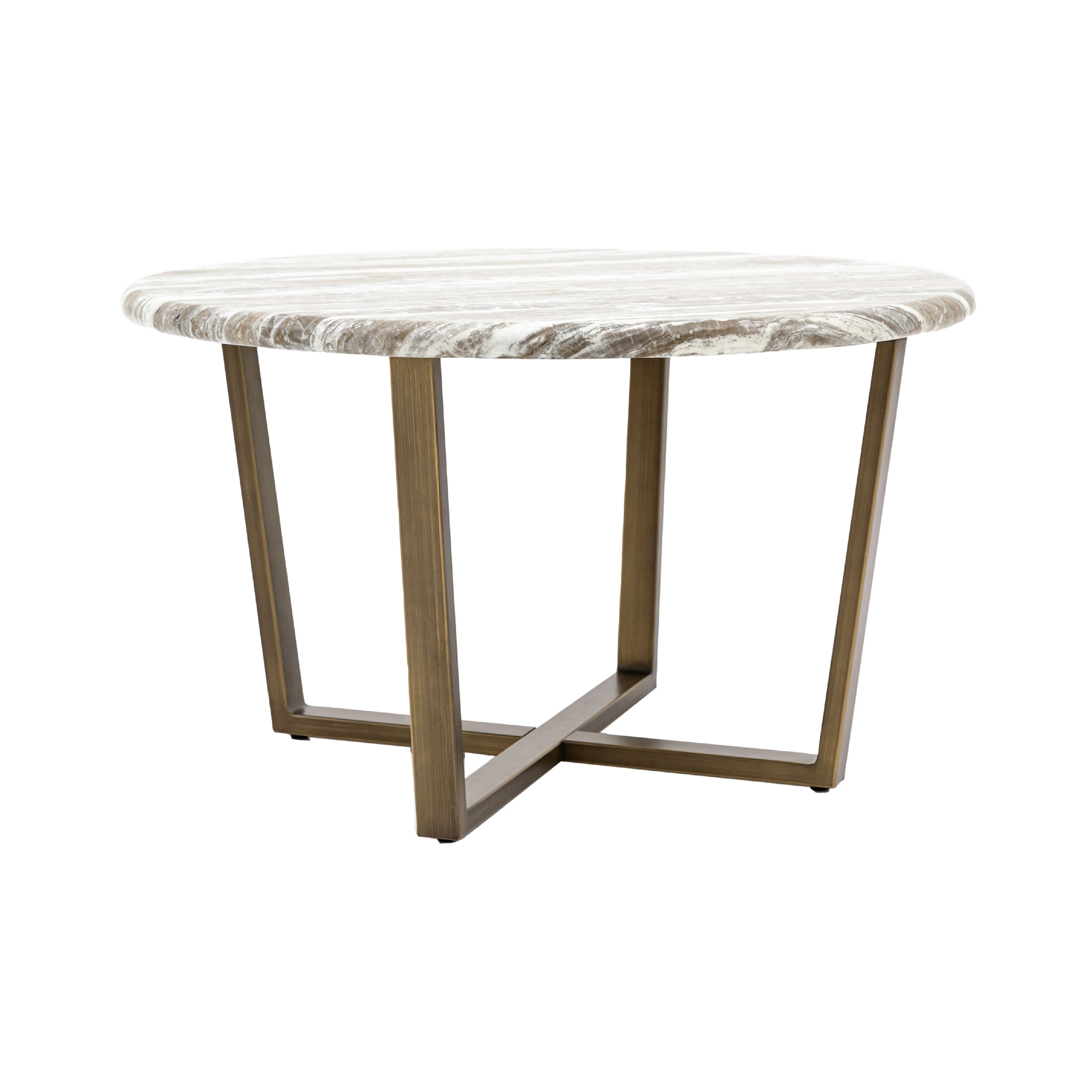 Lusso Round Faux Marble Top Coffee Table | Brass - Image 3