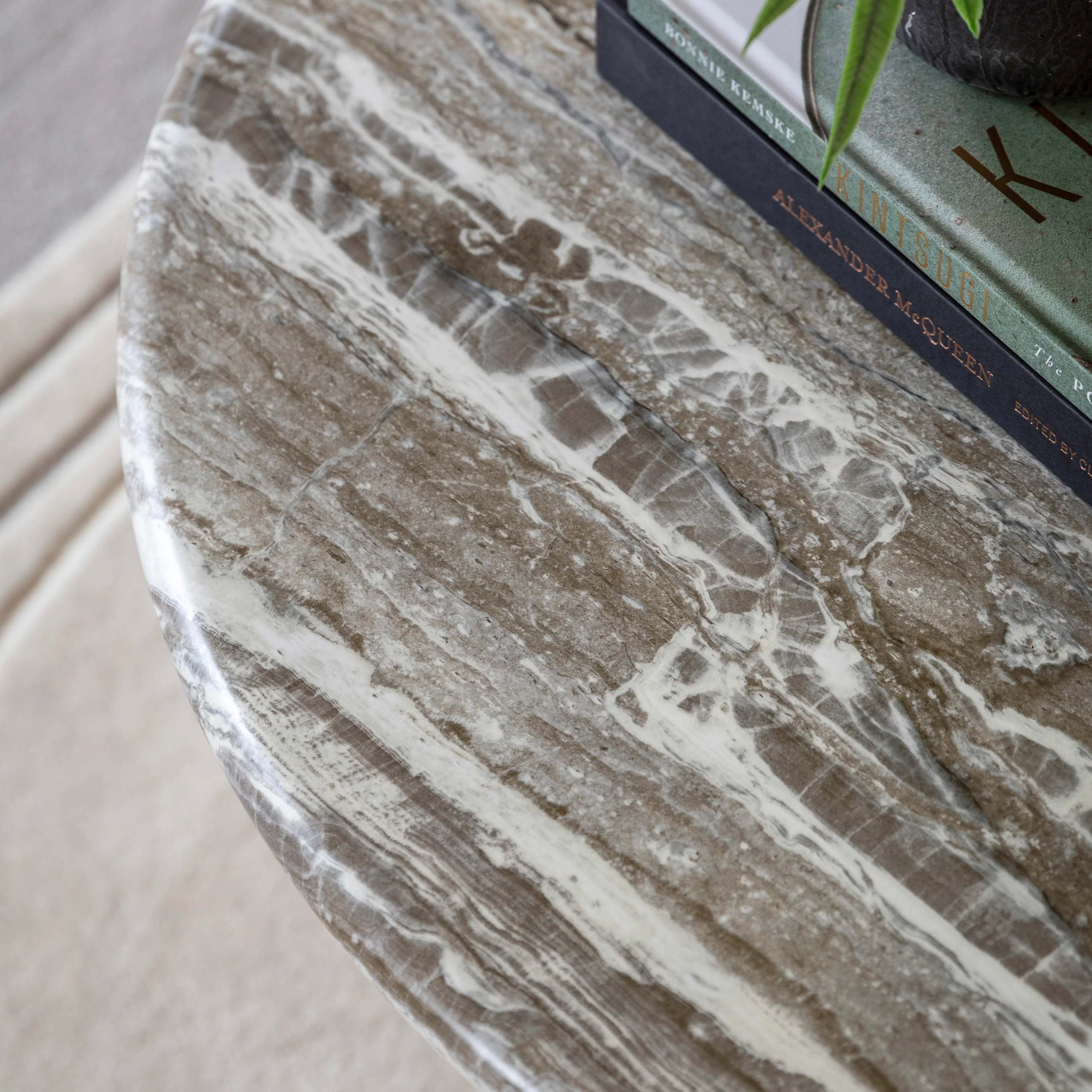 Lusso Round Faux Marble Top Coffee Table | Brass - Image 4