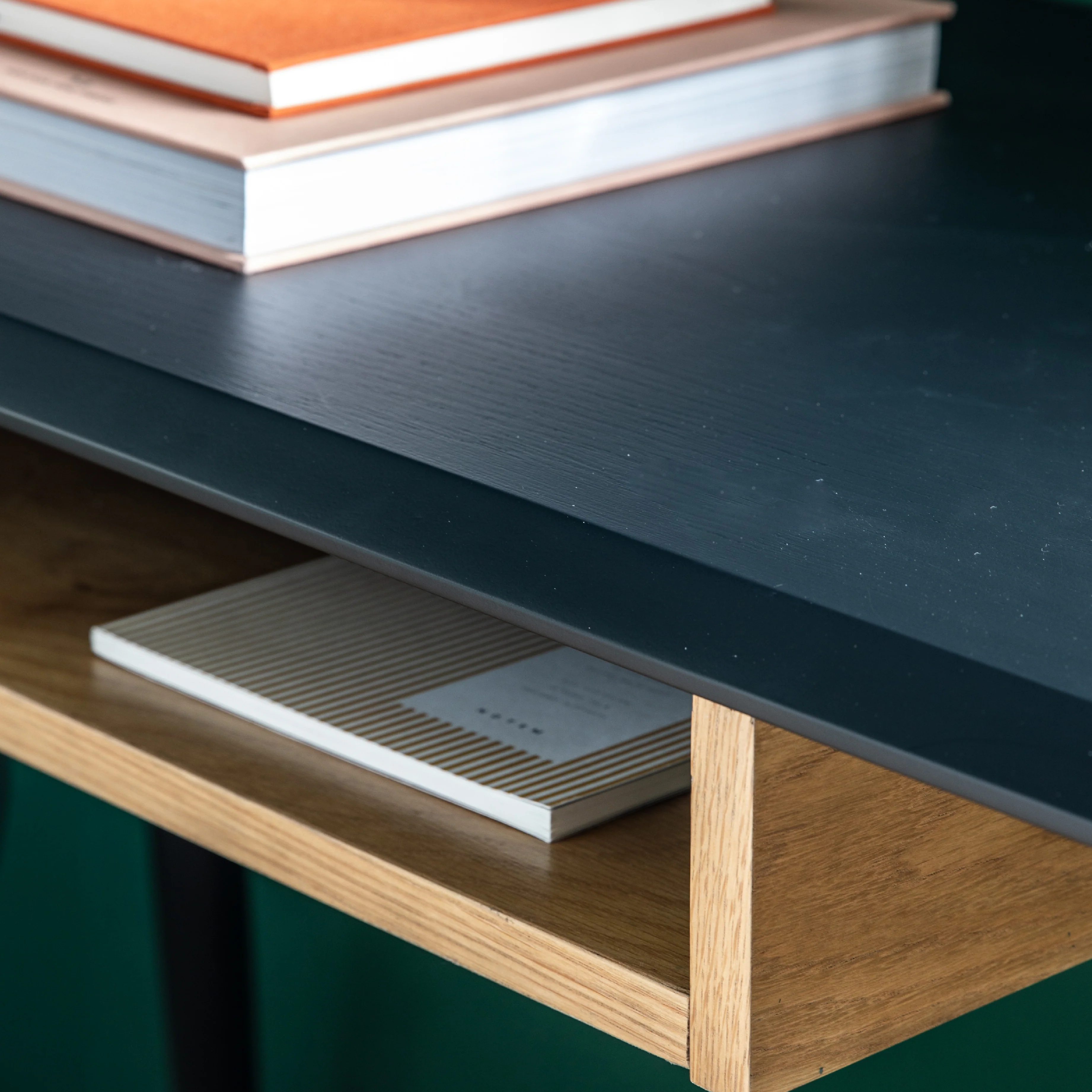 Maddox Mid-Century Modern Desk with Shelf | Black - Image 2