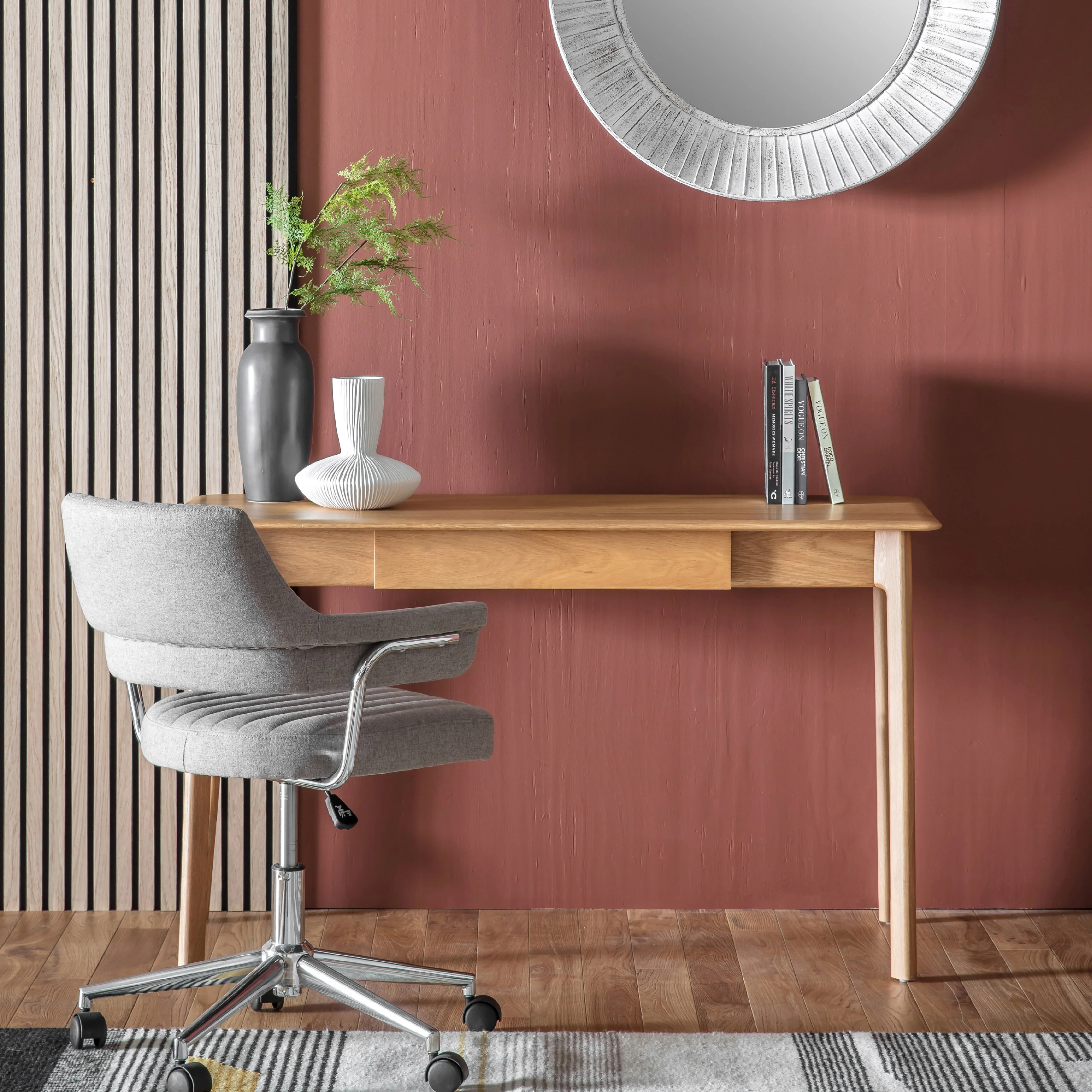 Madrid Mid-Century Scandi 1 Drawer Desk | Oak