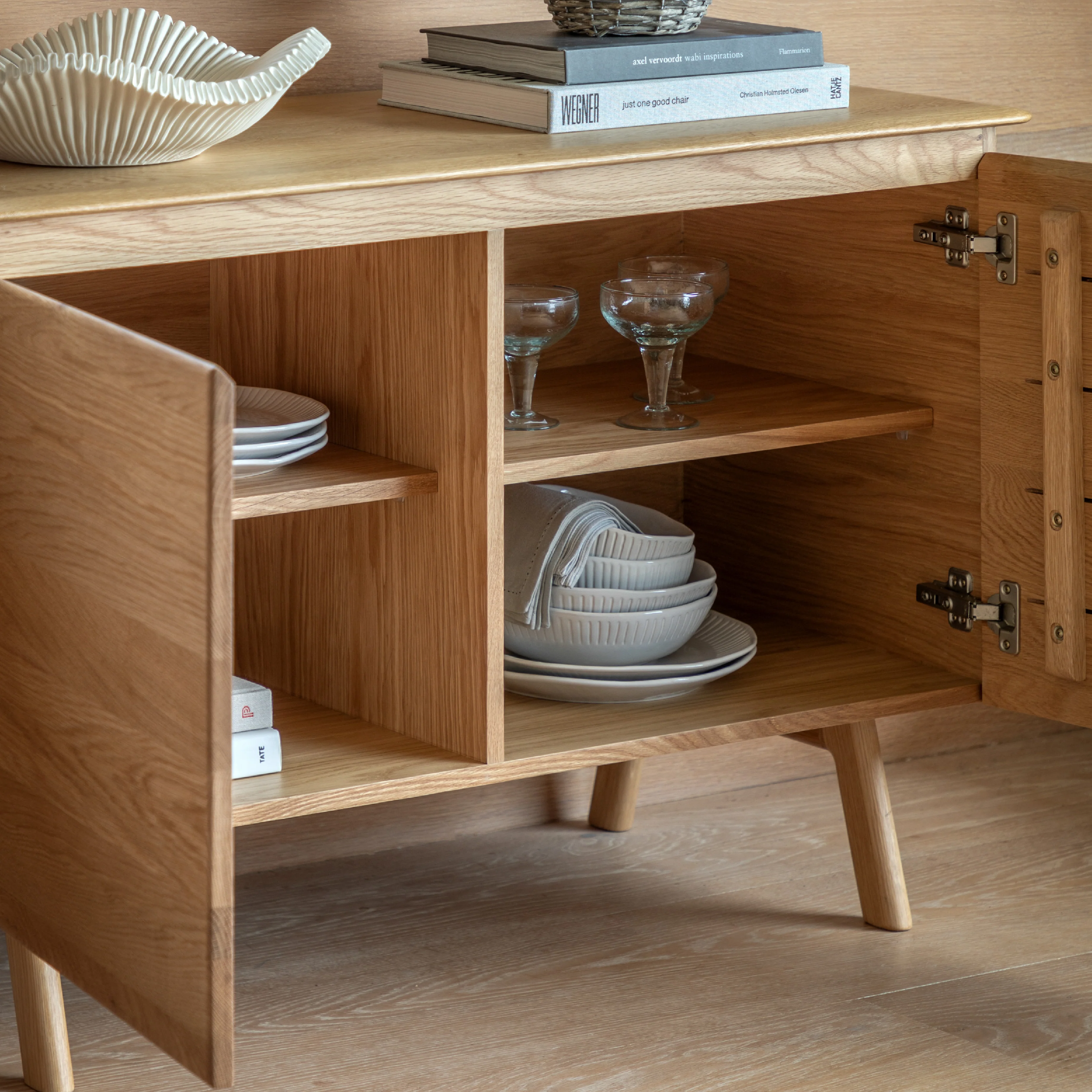 Madrid Mid-Century Scandi 2 Door Sideboard | Natural Oak - Image 2