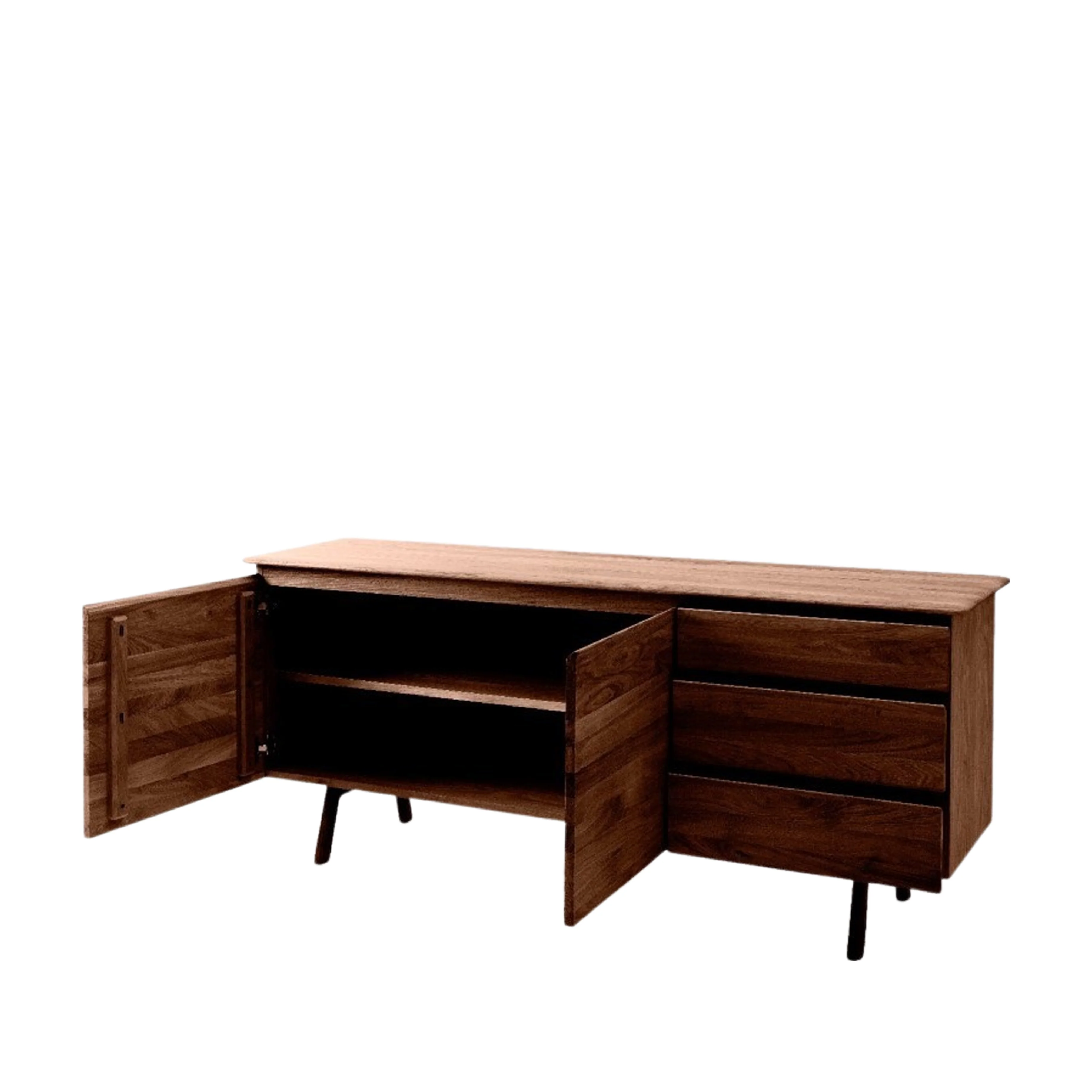Madrid Mid-Century Scandi 3 Drawer Sideboard | Walnut - Image 4