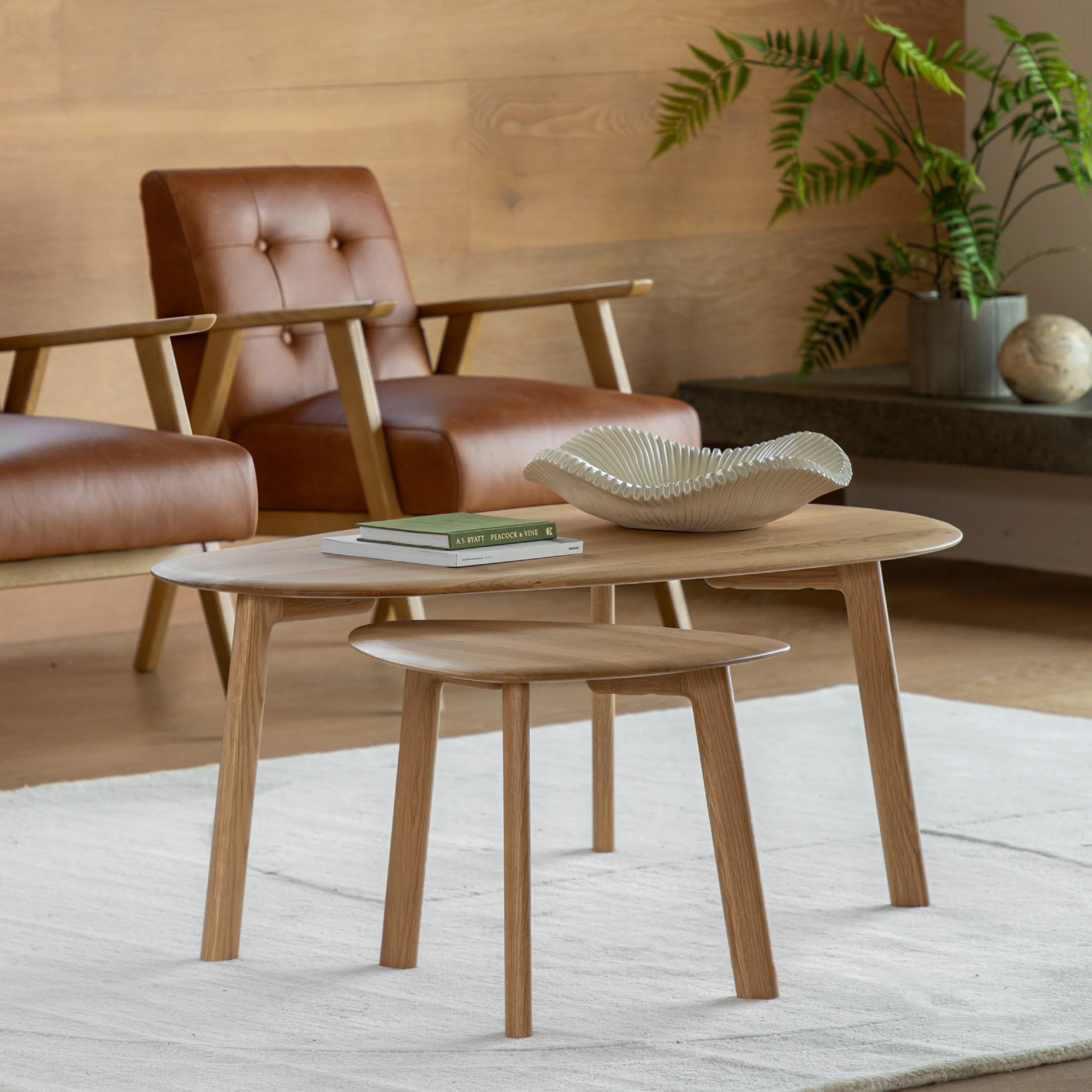 Madrid Mid-Century Scandi Nesting Coffee Tables | Natural | Set of 2