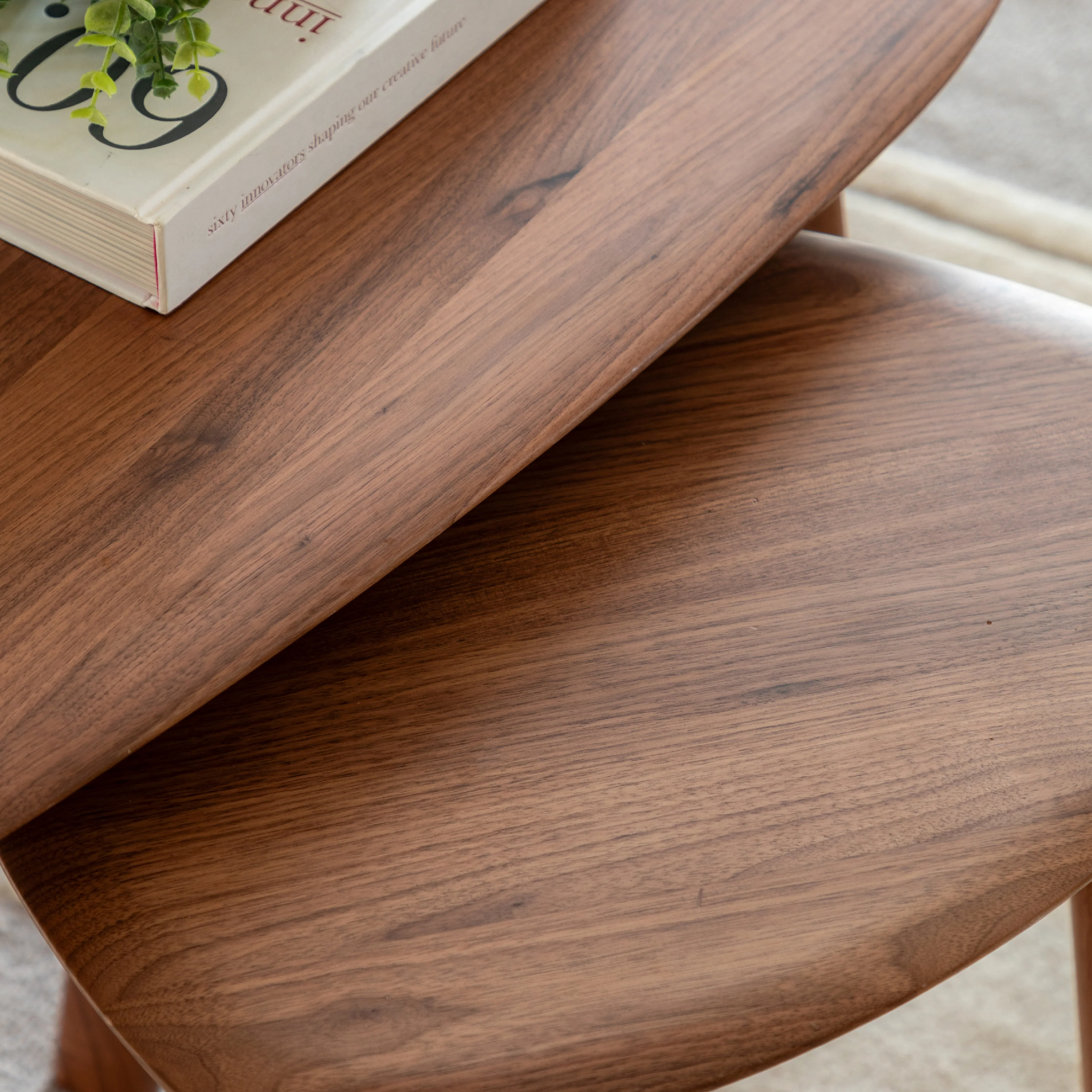 Madrid Mid-Century Scandi Nesting Coffee Tables | Walnut | Set of 2 - Image 5