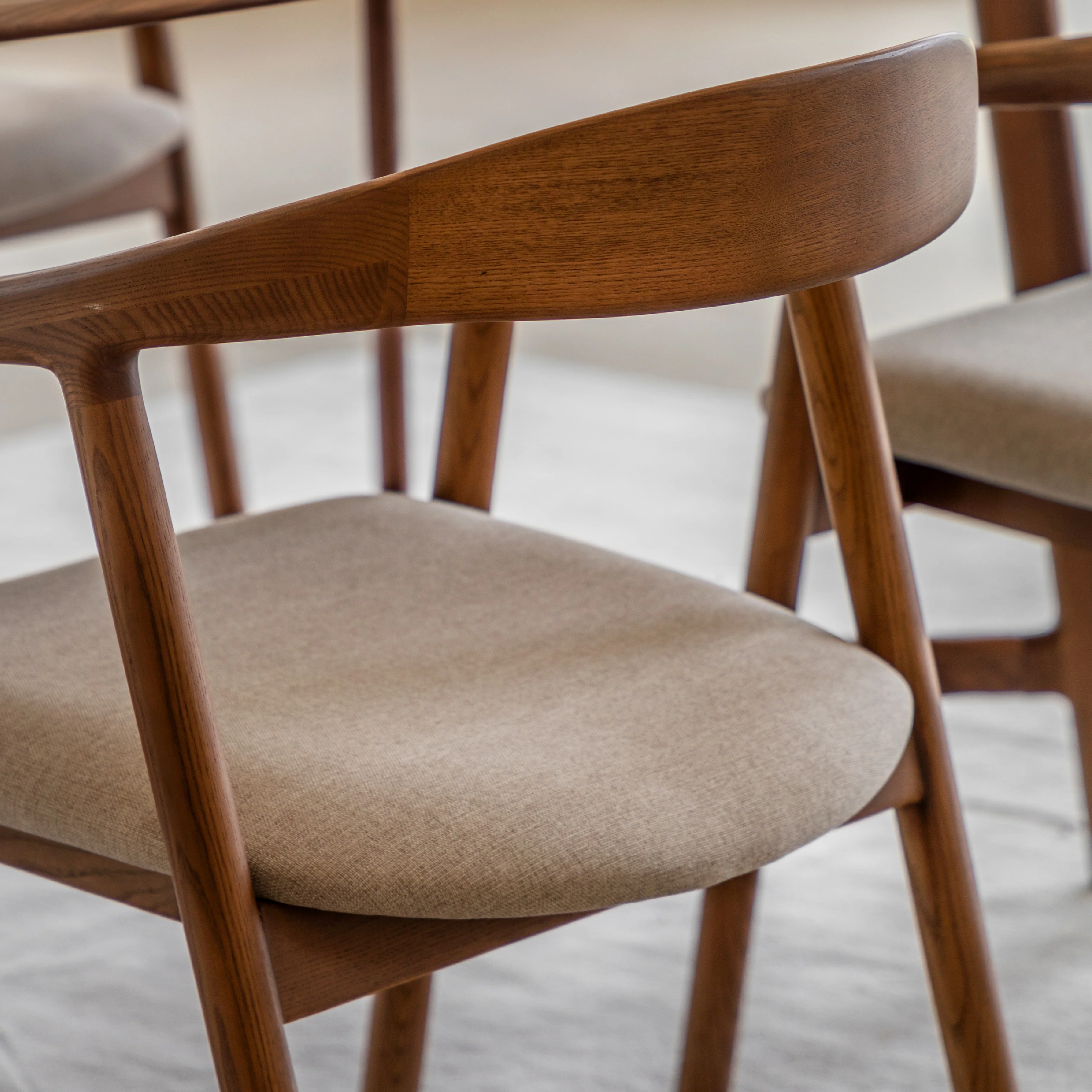Madrid Mid-Century Scandi Upholstered Dining Chairs | Walnut | Set of 2 - Image 2
