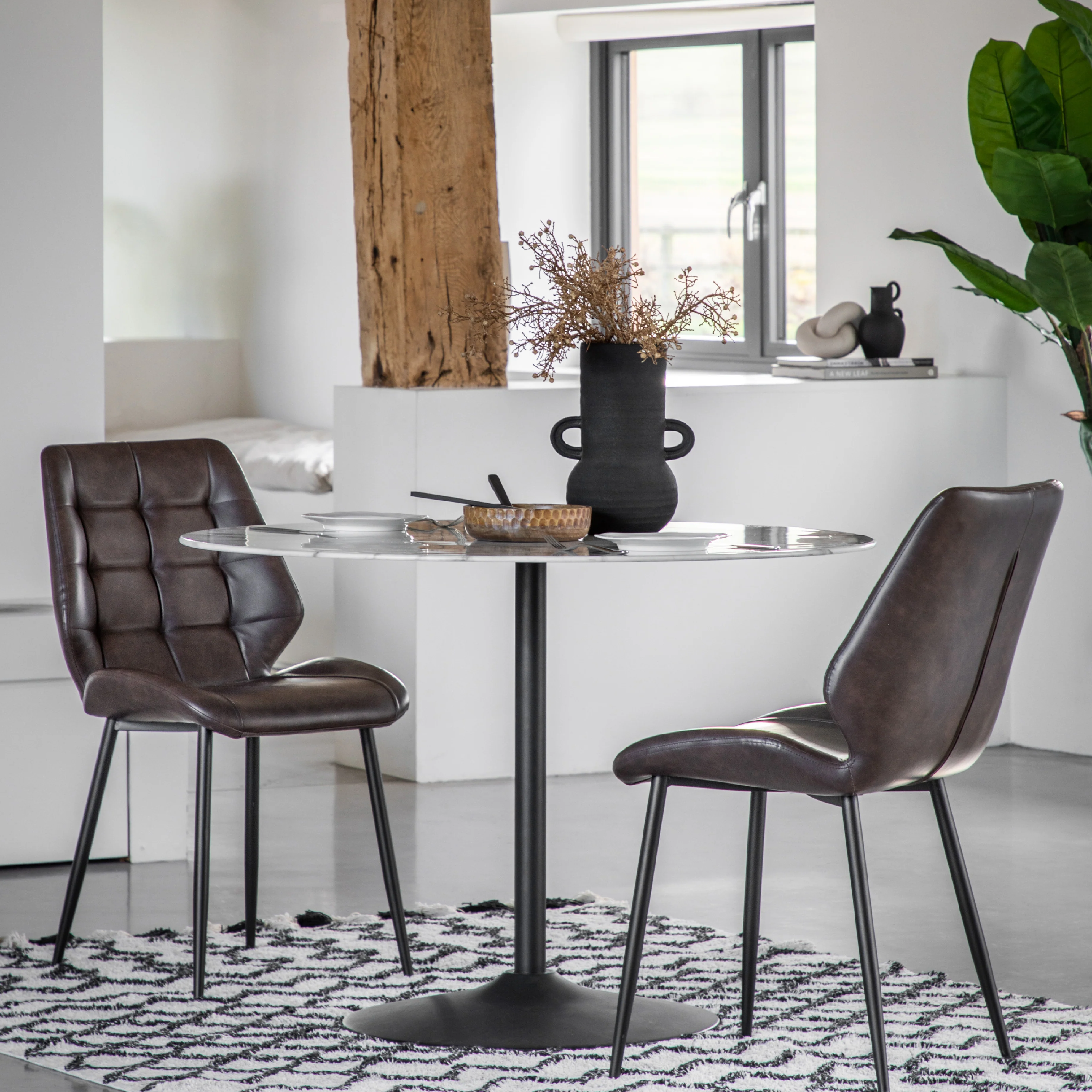 Manford Mid-Century Modern Dining Chairs | Brown | Set of 2 - Image 2