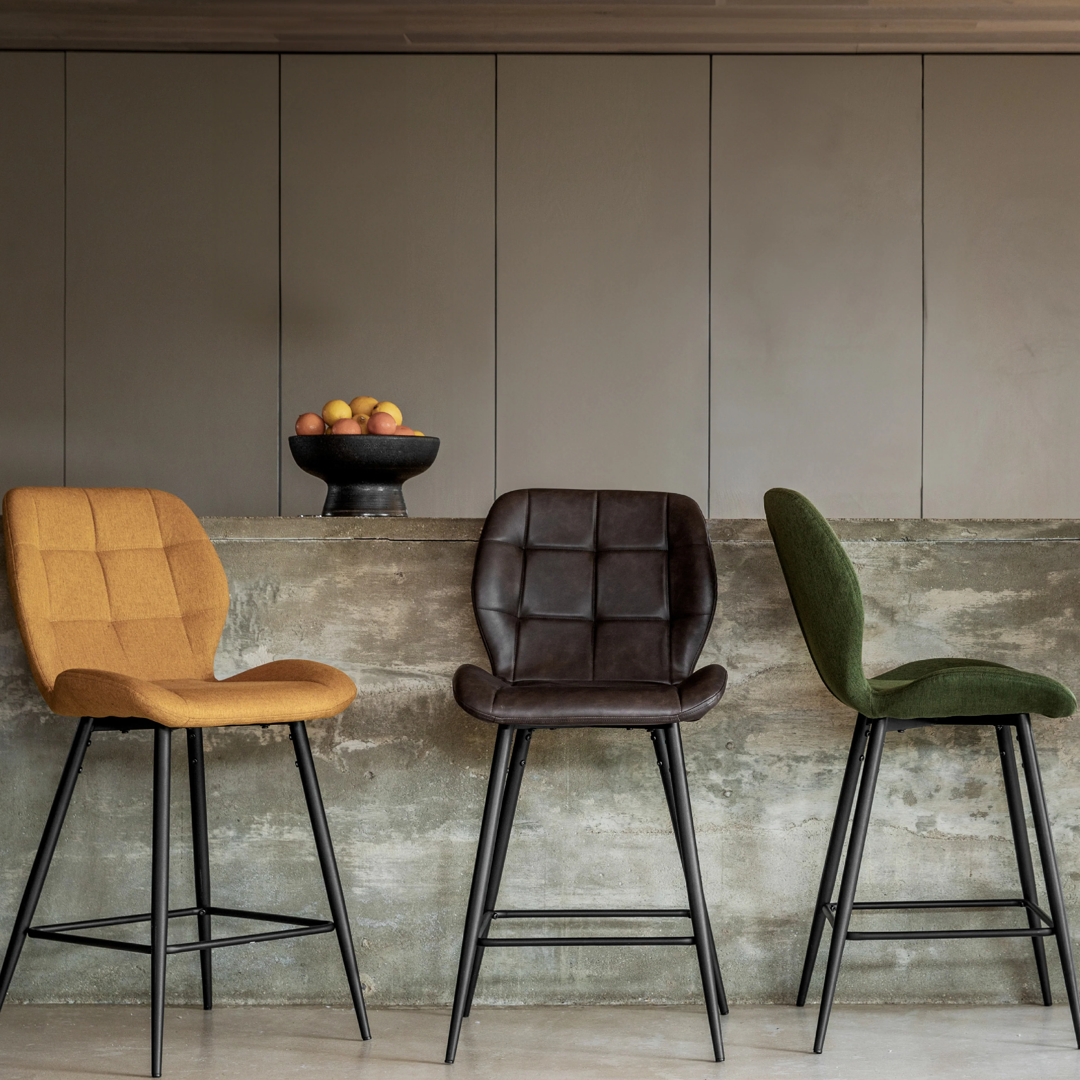 Manford Mid-Century Modern Stools | Brown | Set of 2 - Image 2