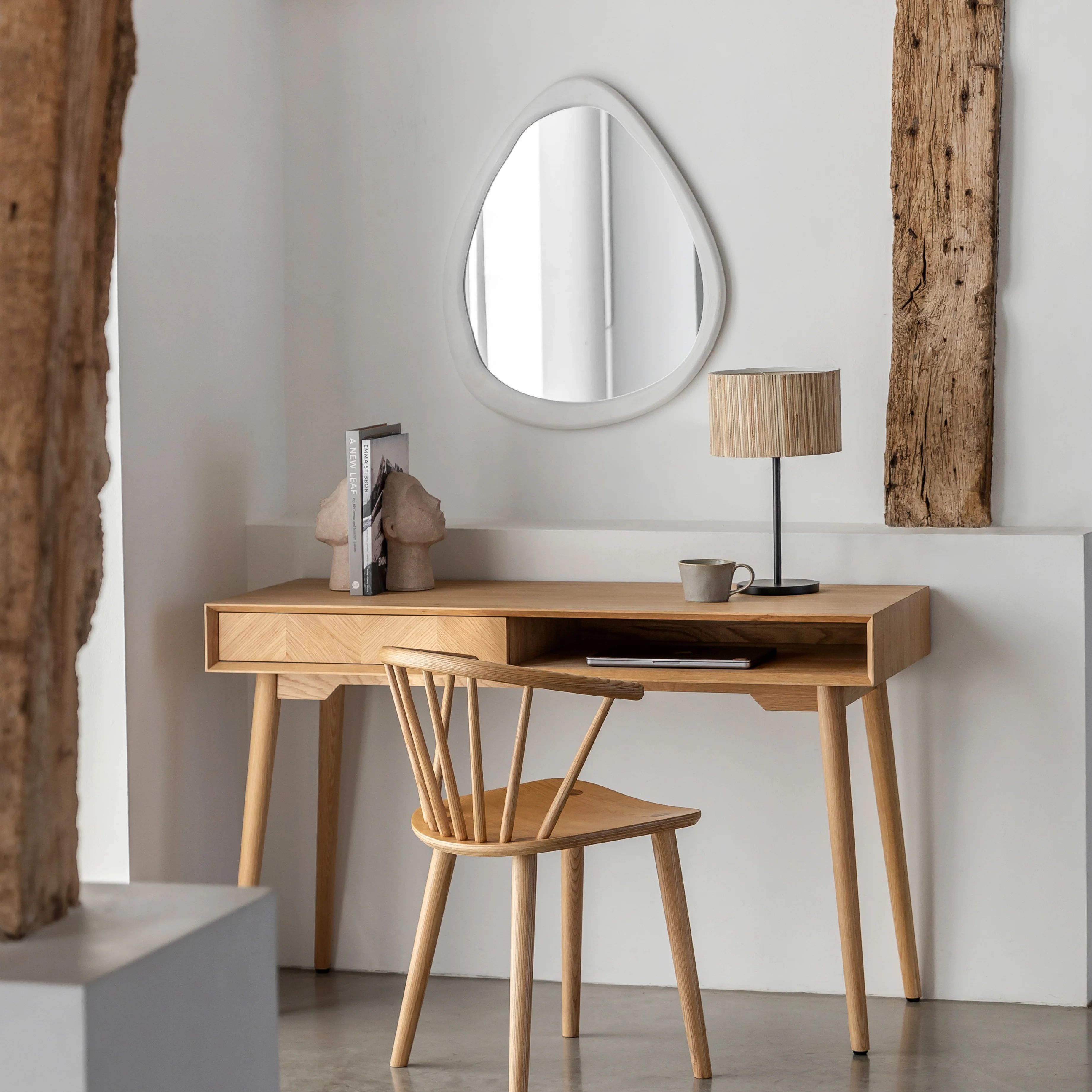Milano Chevron 1 Drawer Desk | Oak