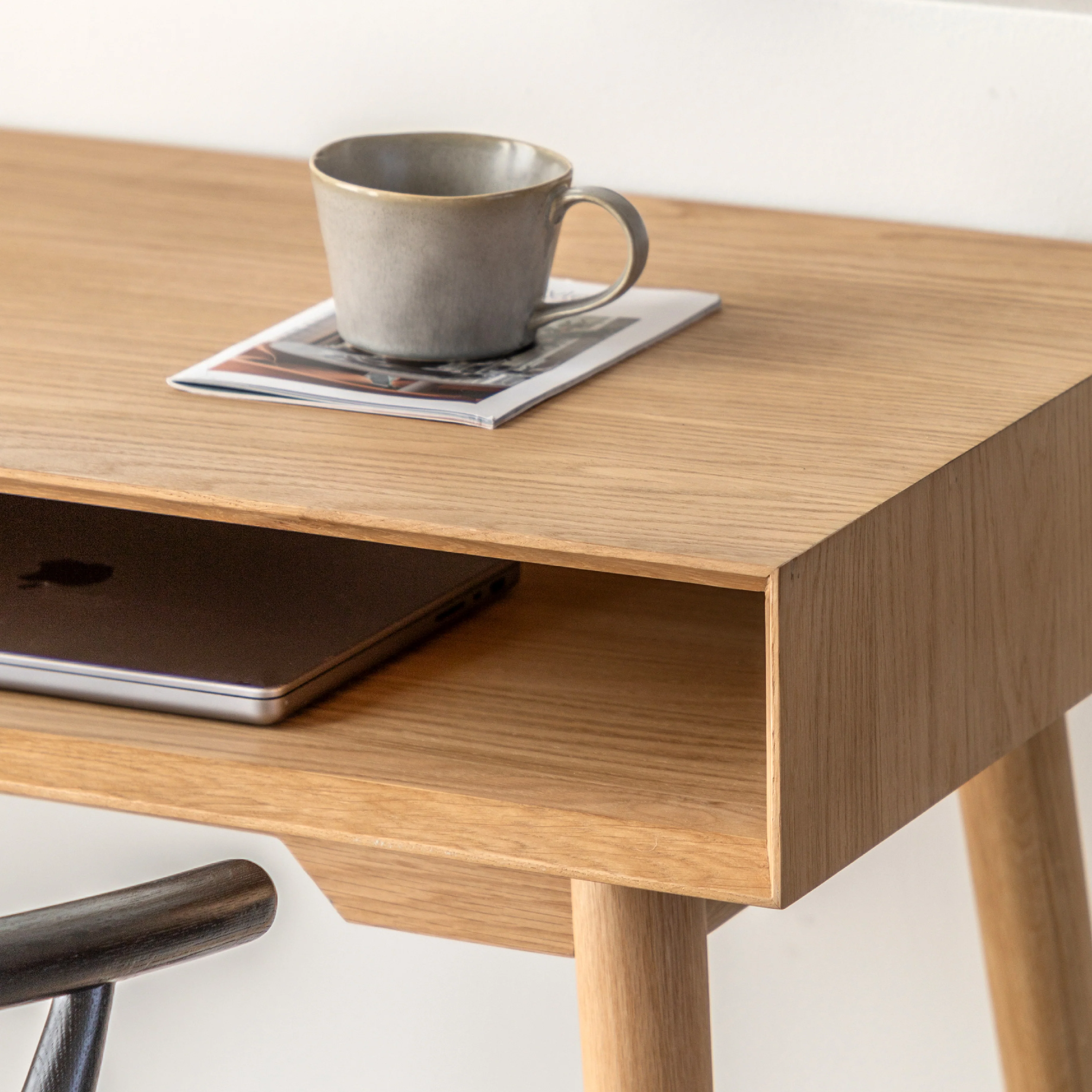 Milano Chevron 1 Drawer Desk | Oak - Image 2