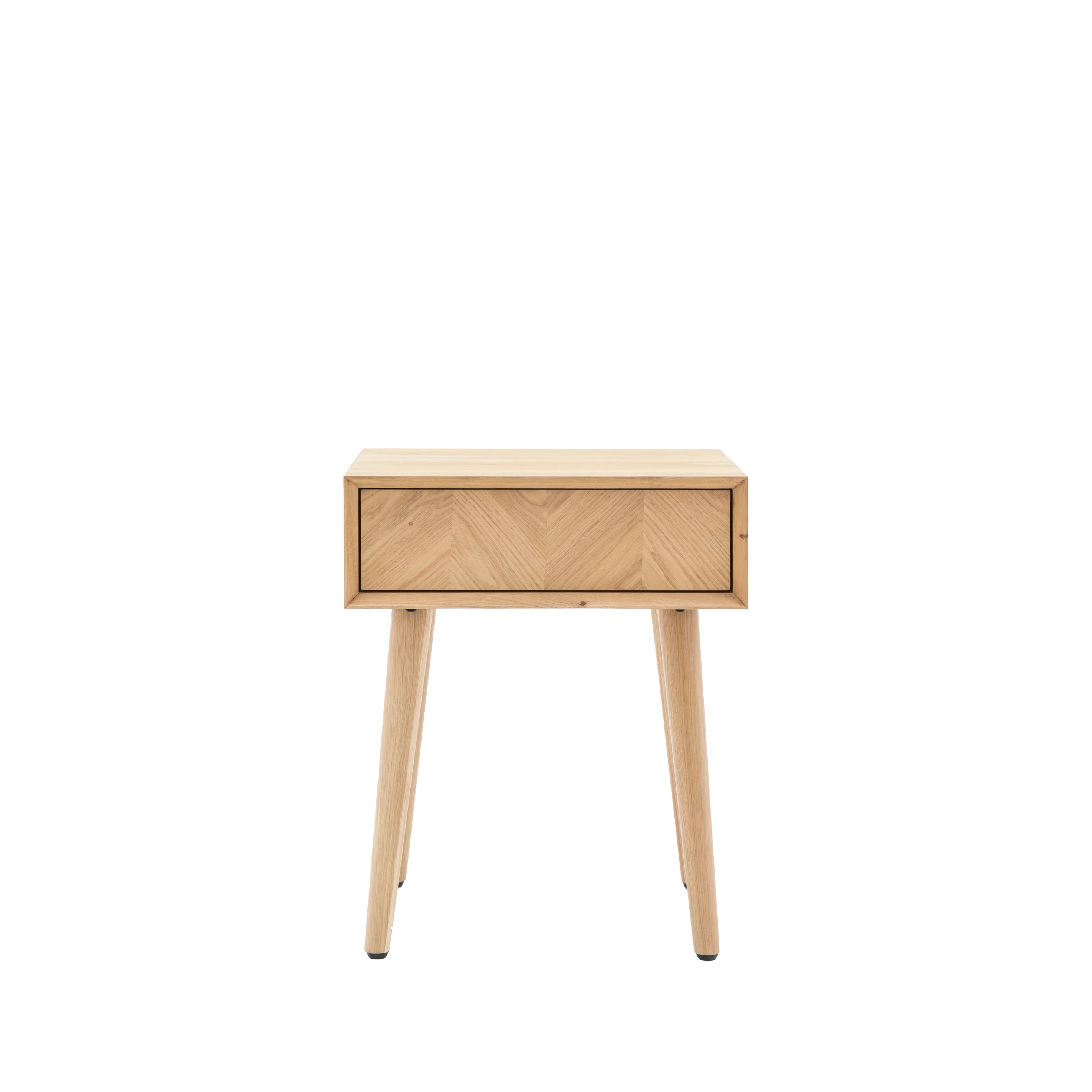 Milano Chevron 1 Drawer Side Table | Oak - Image 3