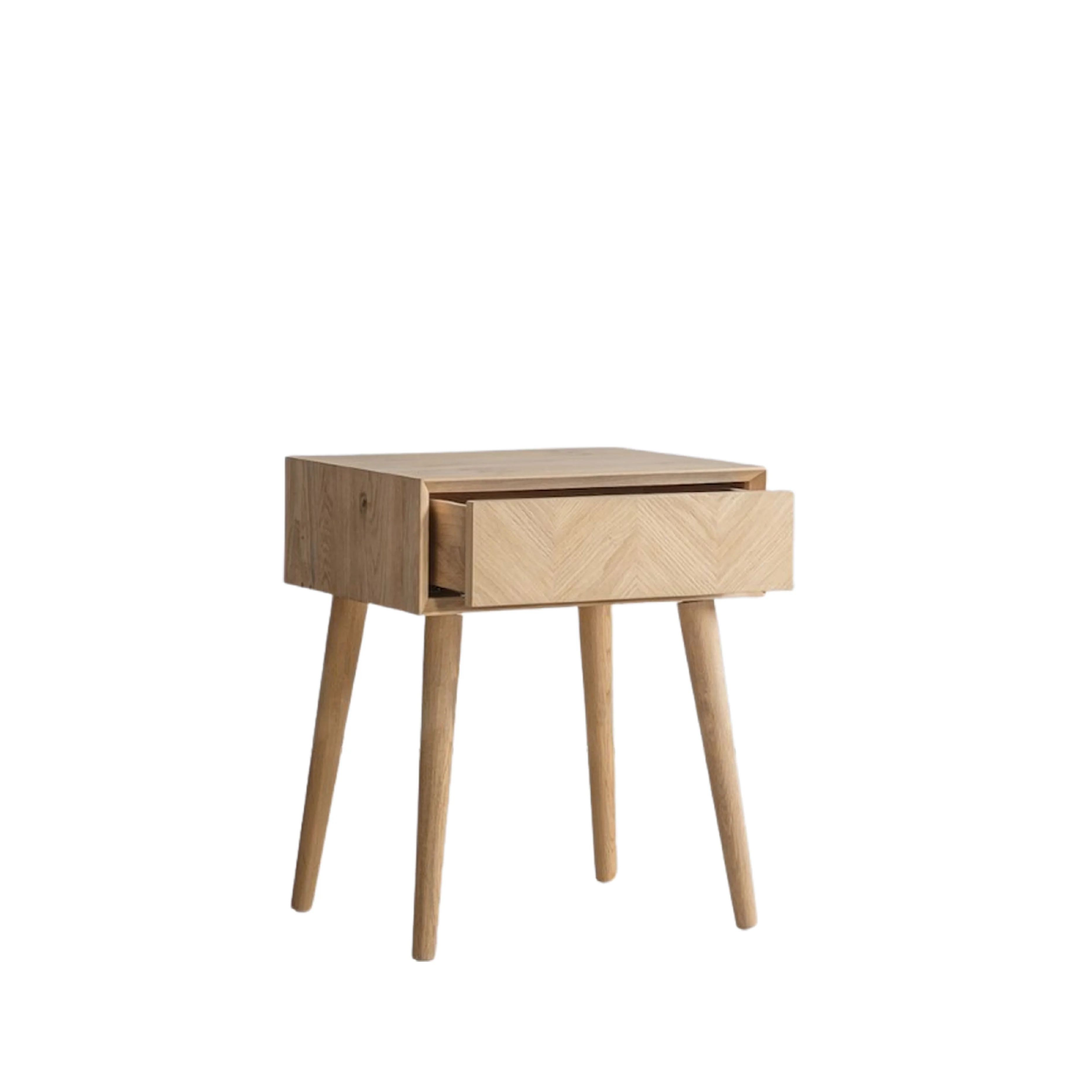 Milano Chevron 1 Drawer Side Table | Oak - Image 4