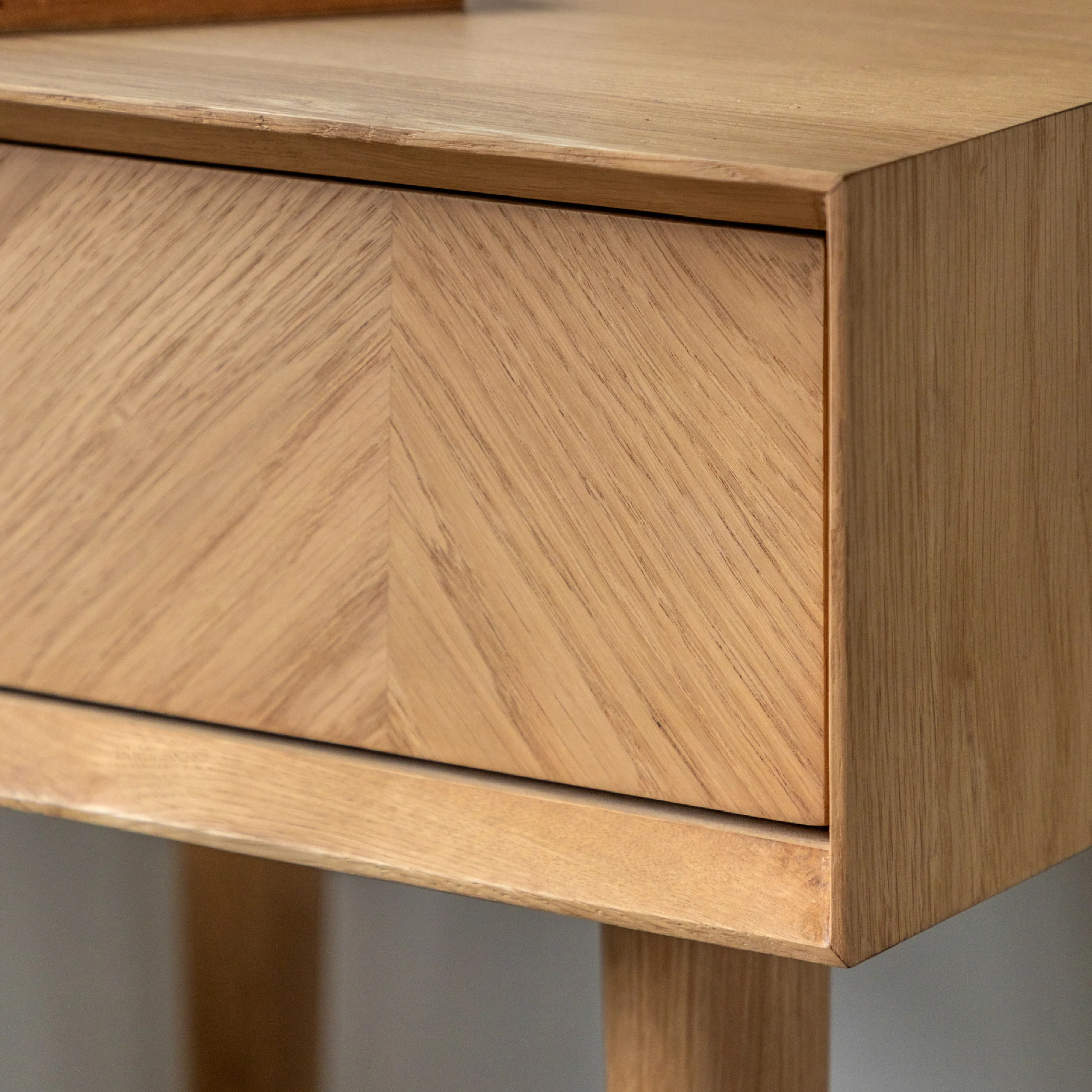 Milano Chevron 1 Drawer Side Table | Oak - Image 5