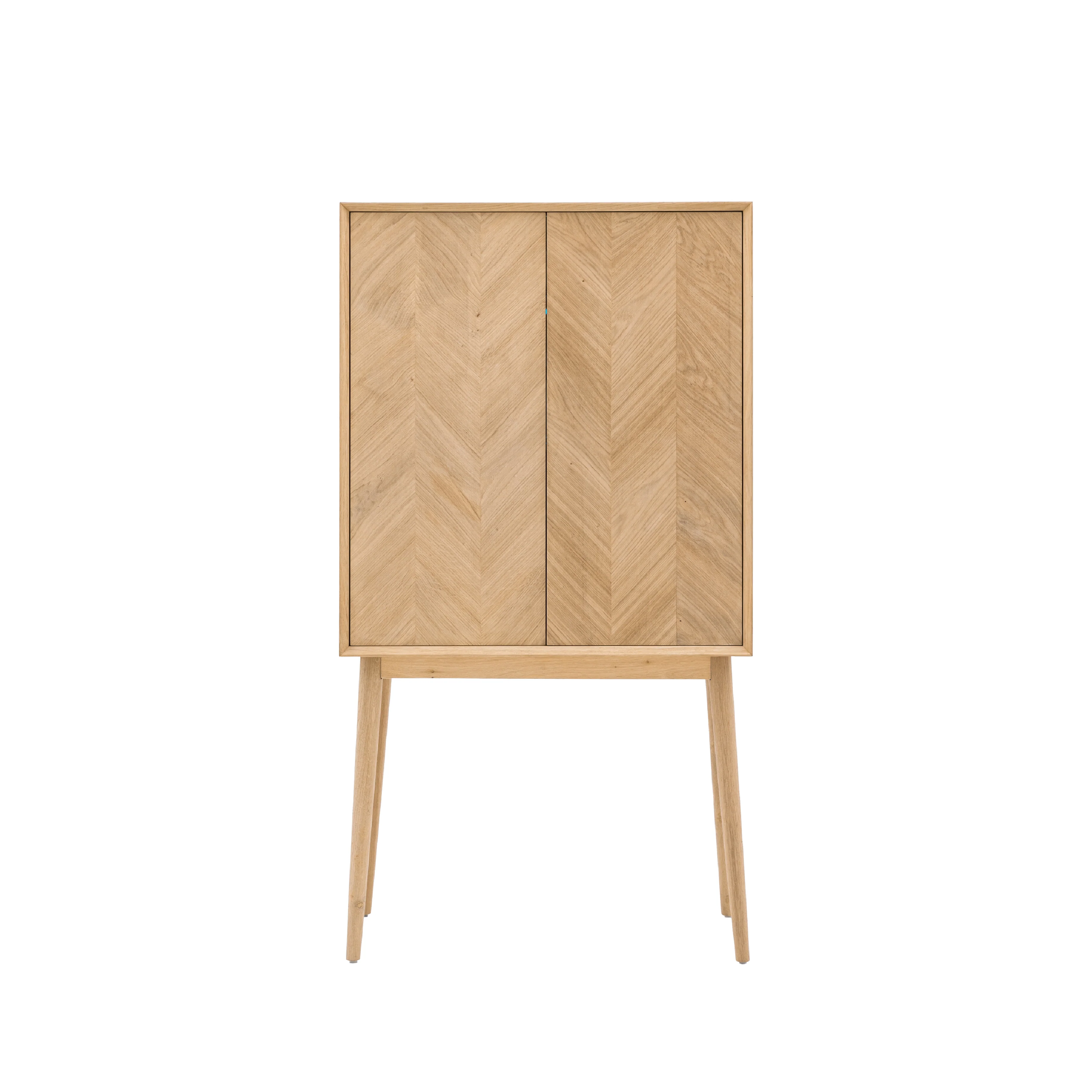 Milano Chevron 2 Door Cocktail Cabinet | Oak - Image 4