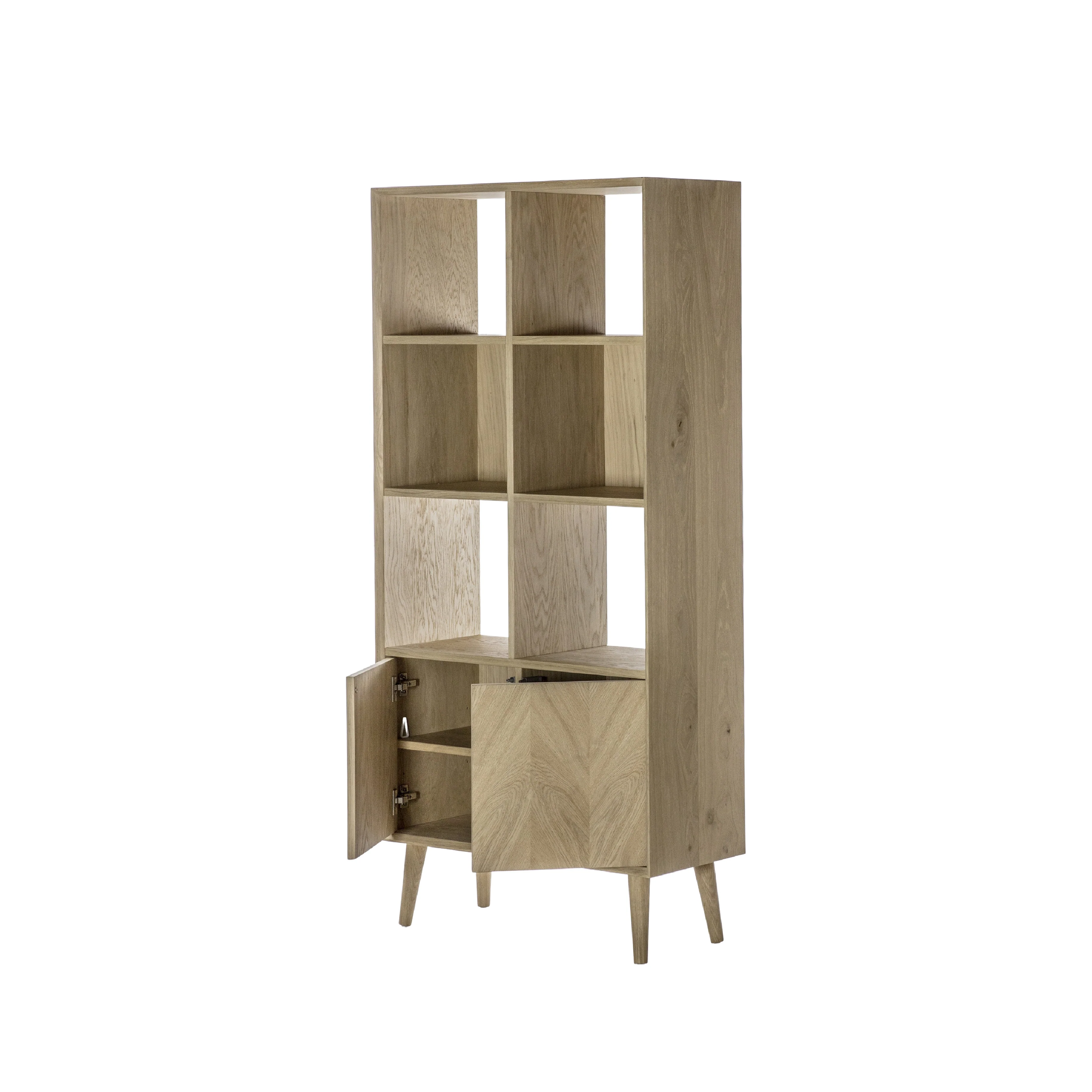 Milano Chevron 2 Door Open Display Unit | Oak - Image 3