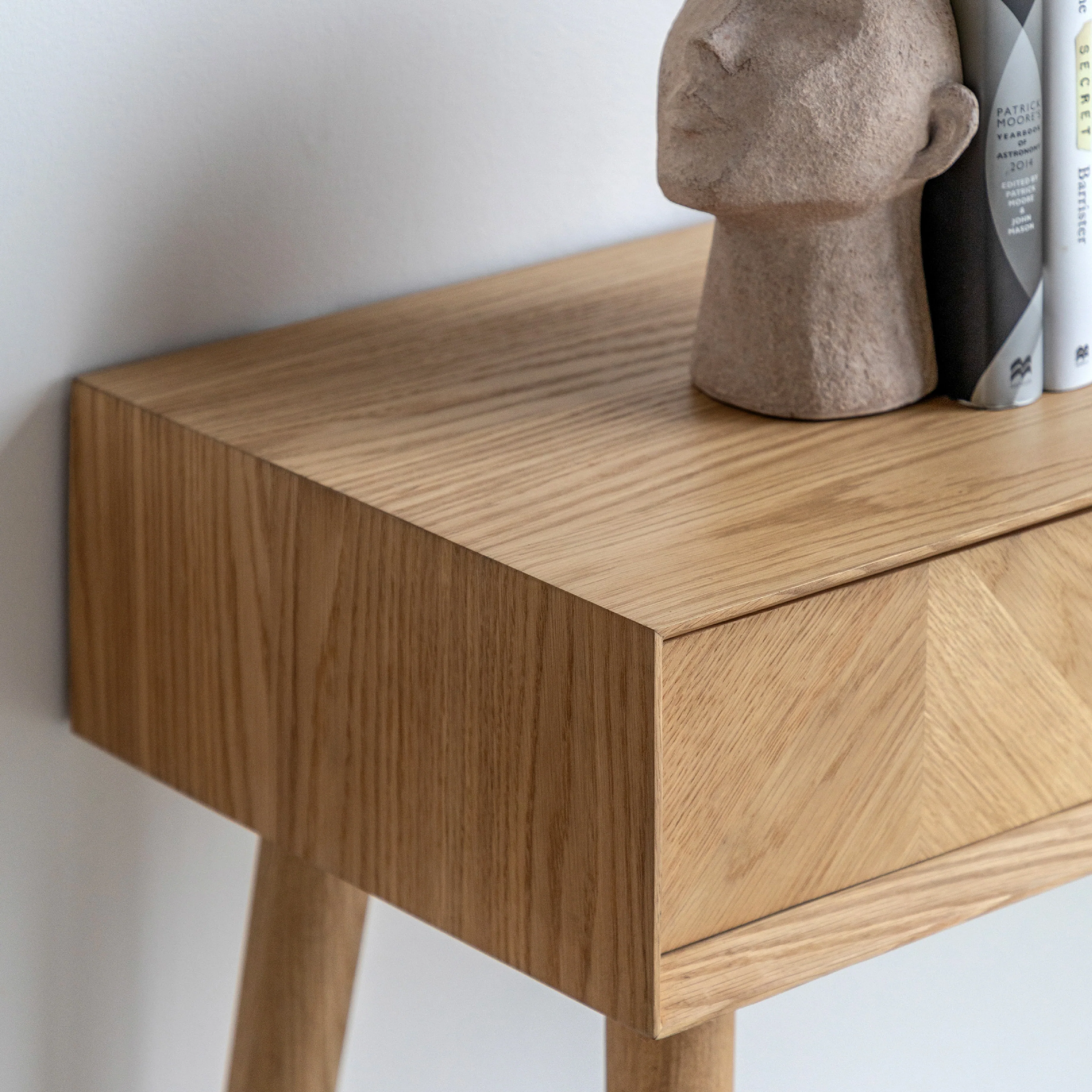 Milano Chevron 2 Drawer Console Table | Oak - Image 5