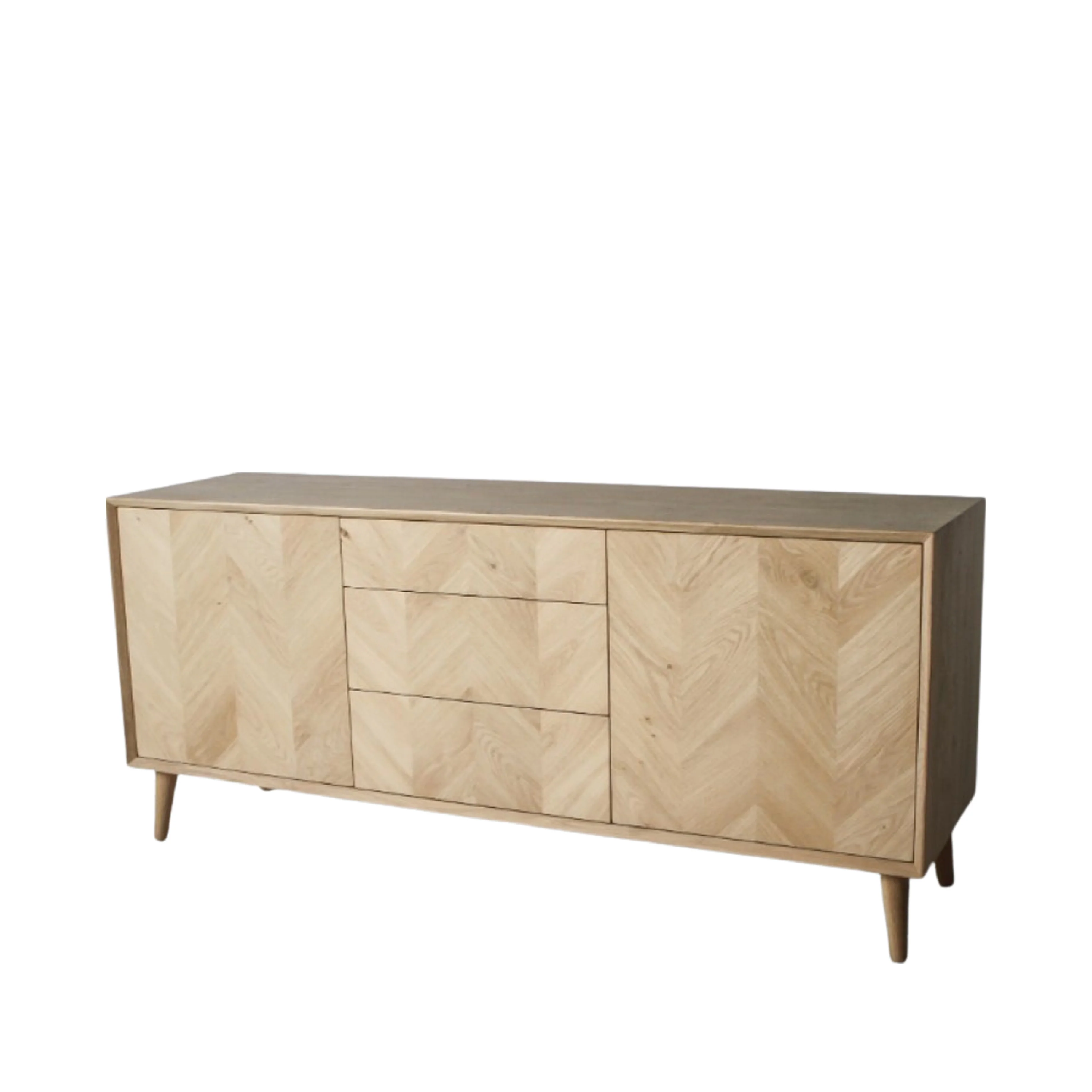 Milano Chevron 3 Drawer Sideboard | Oak - Image 3