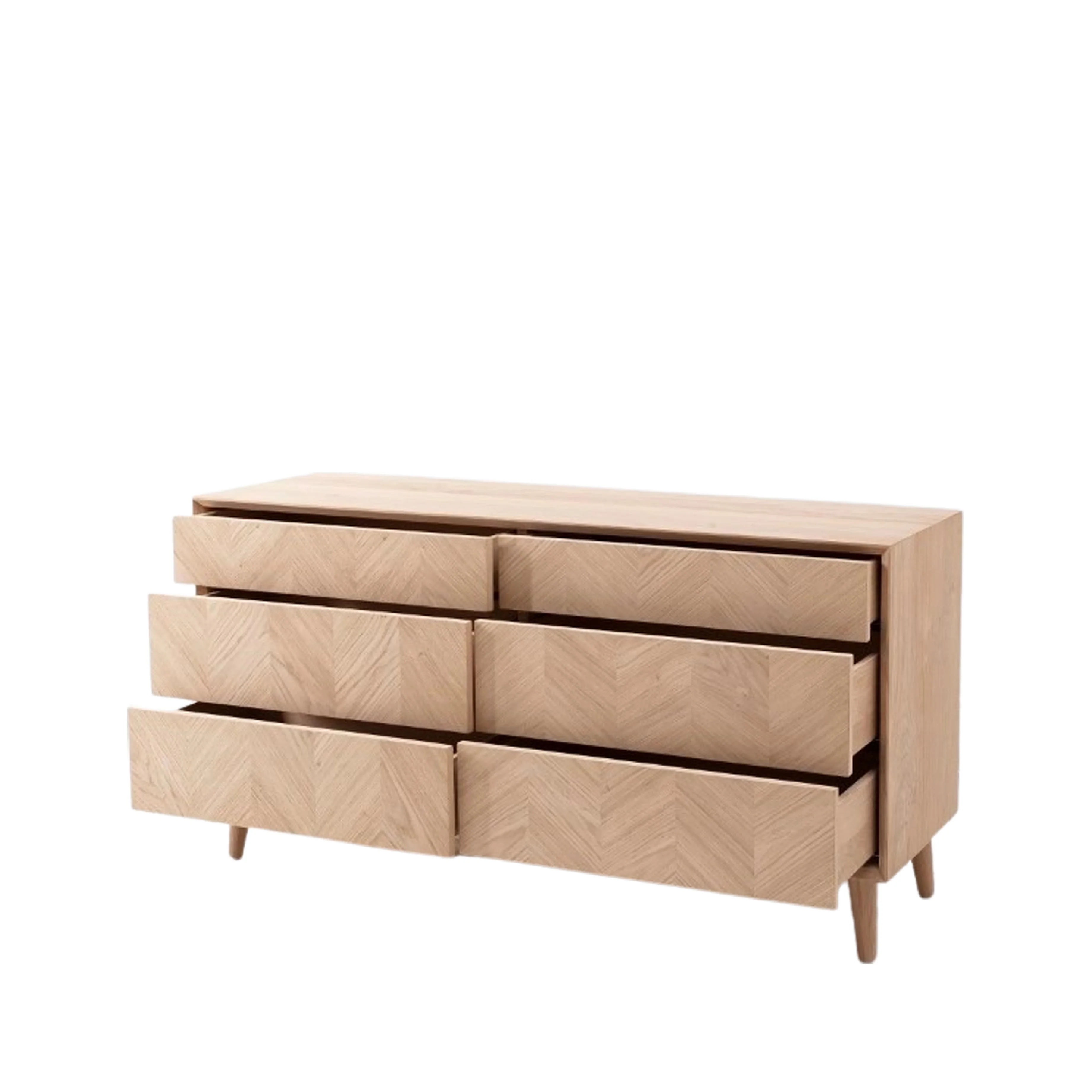 Milano Chevron 6 Drawer Chest | Oak - Image 3