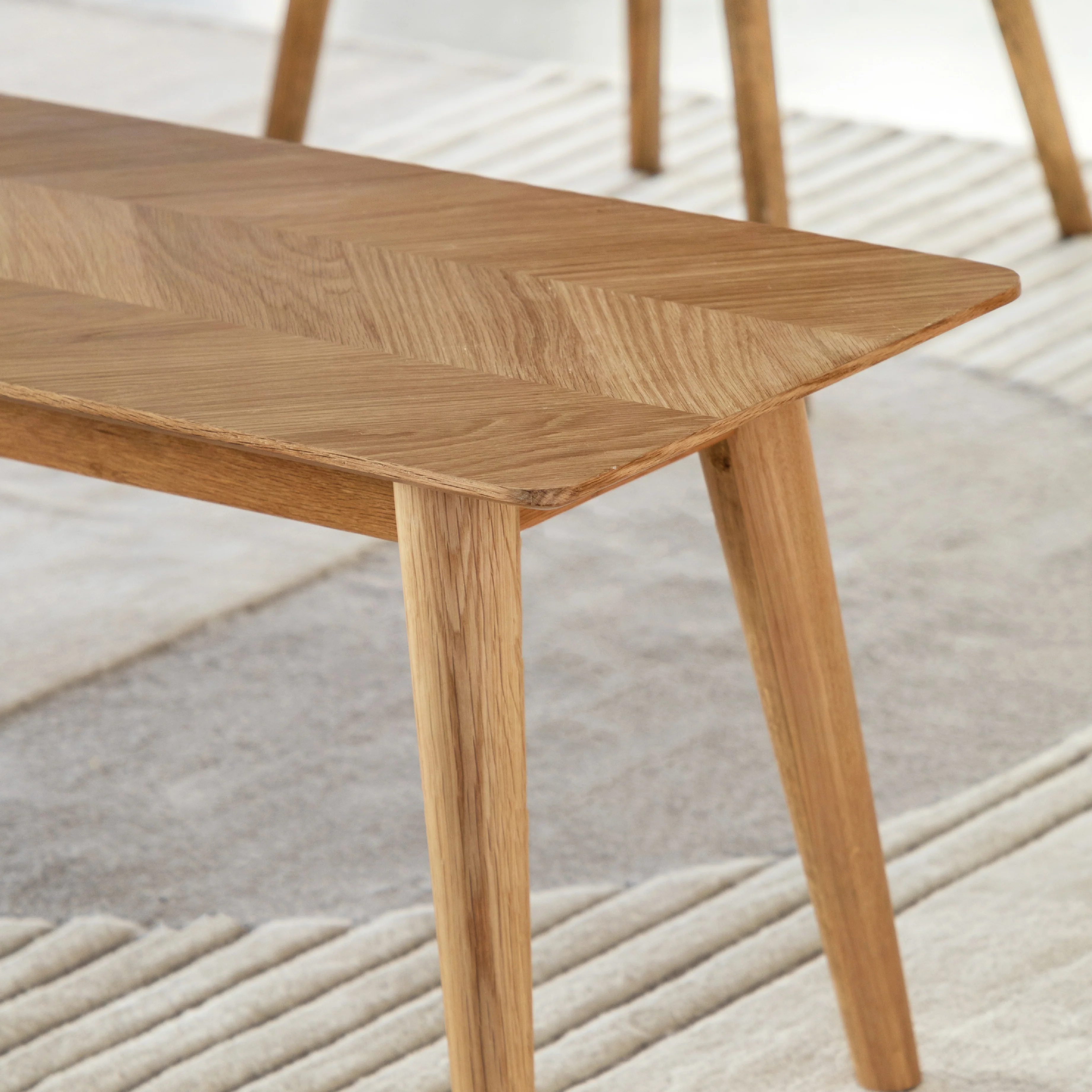 Milano Chevron Dining Bench | Oak - Image 2
